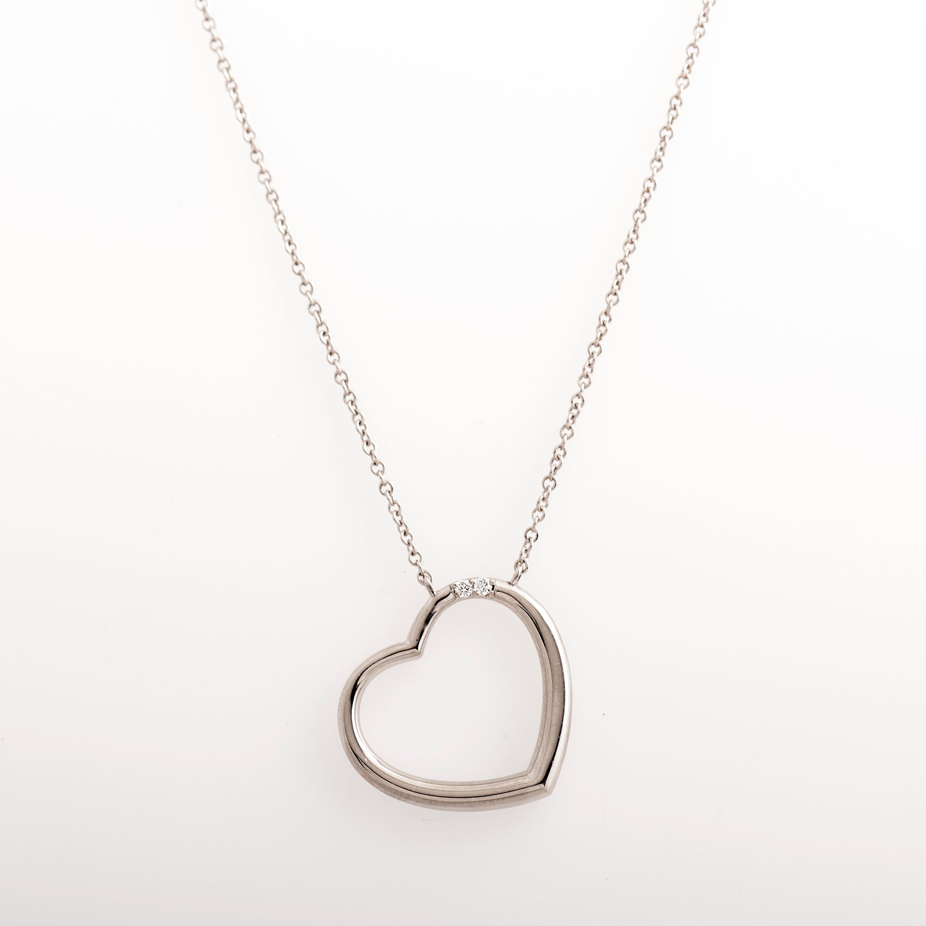 Heart With Two Diamonds Necklace