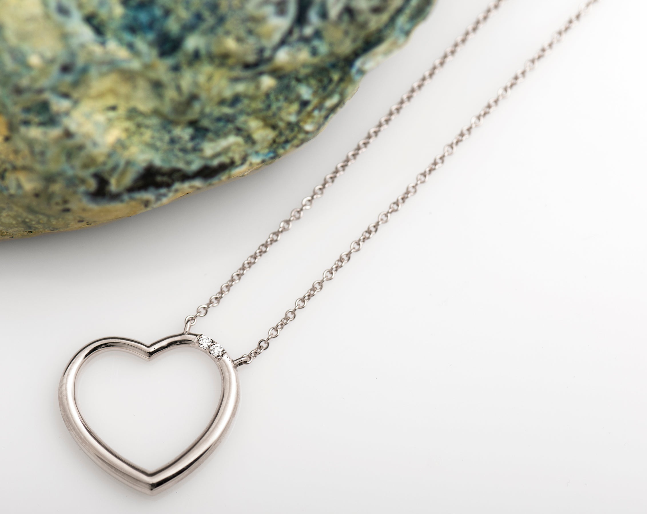 Heart With Two Diamonds Necklace