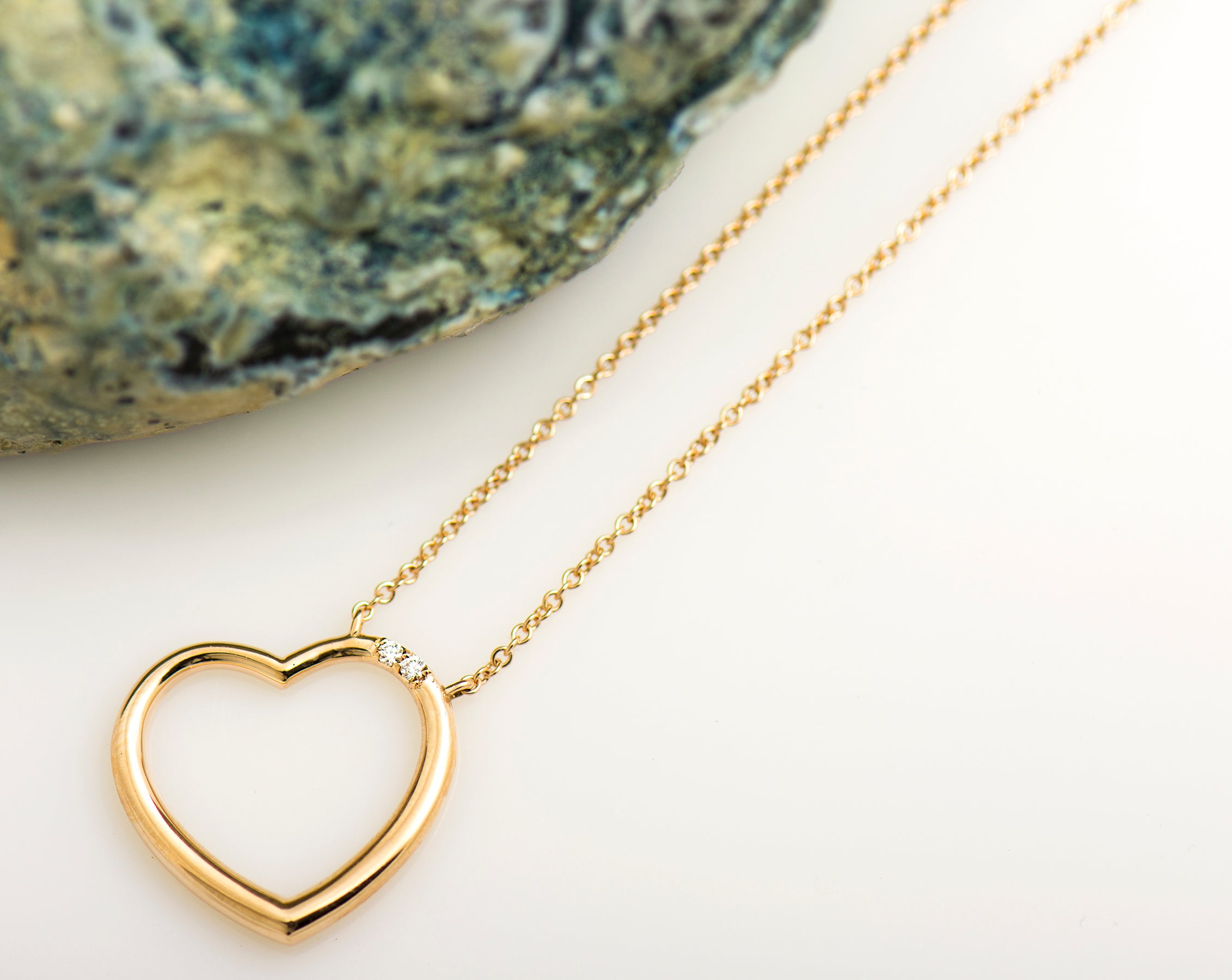 Heart With Two Diamonds Necklace