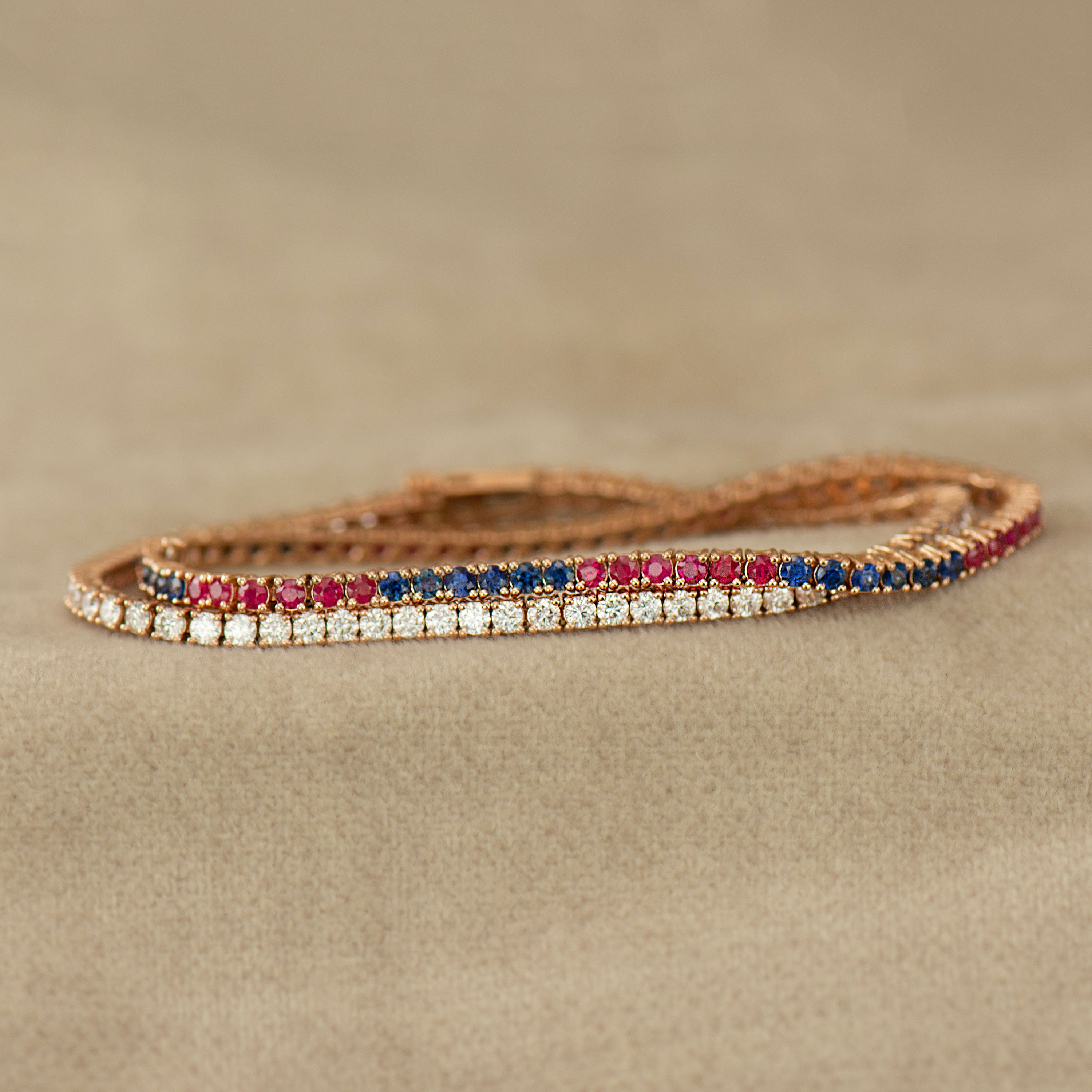 Ruby and Blue Sapphire Tennis Bracelet