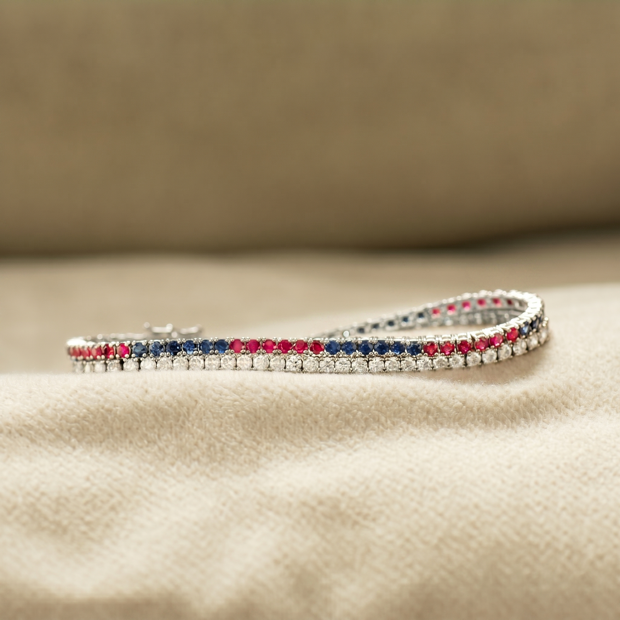 Ruby and Blue Sapphire Tennis Bracelet