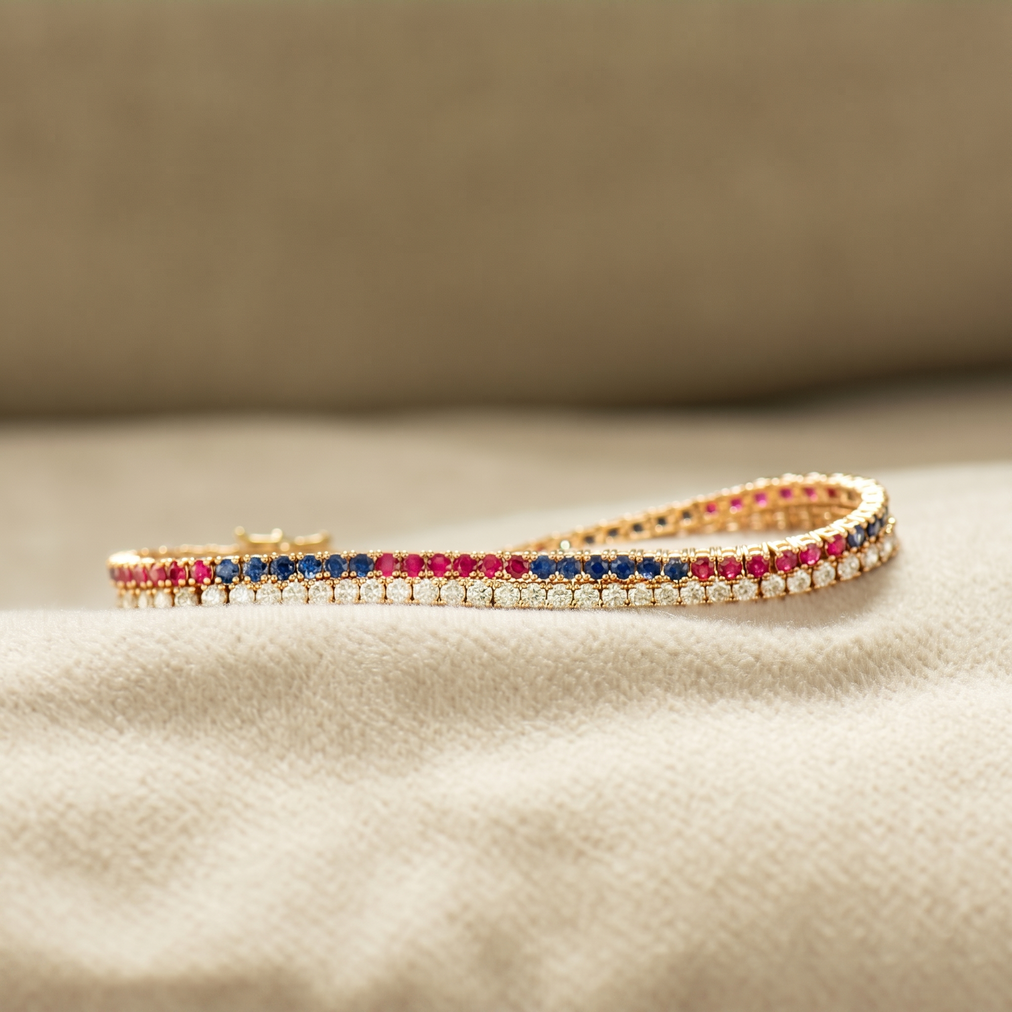 Ruby and Blue Sapphire Tennis Bracelet