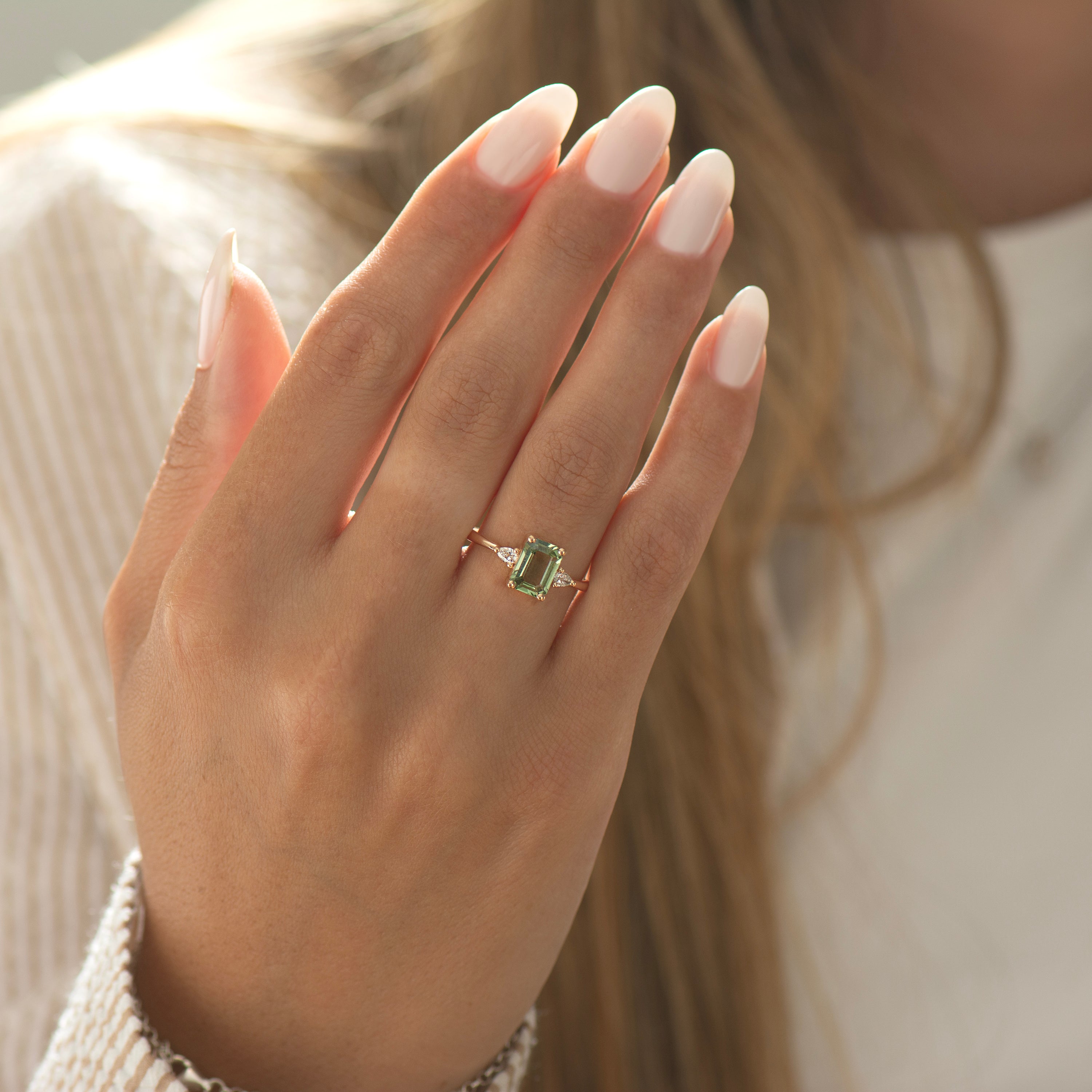 Large Emerald Green Sapphire Ring