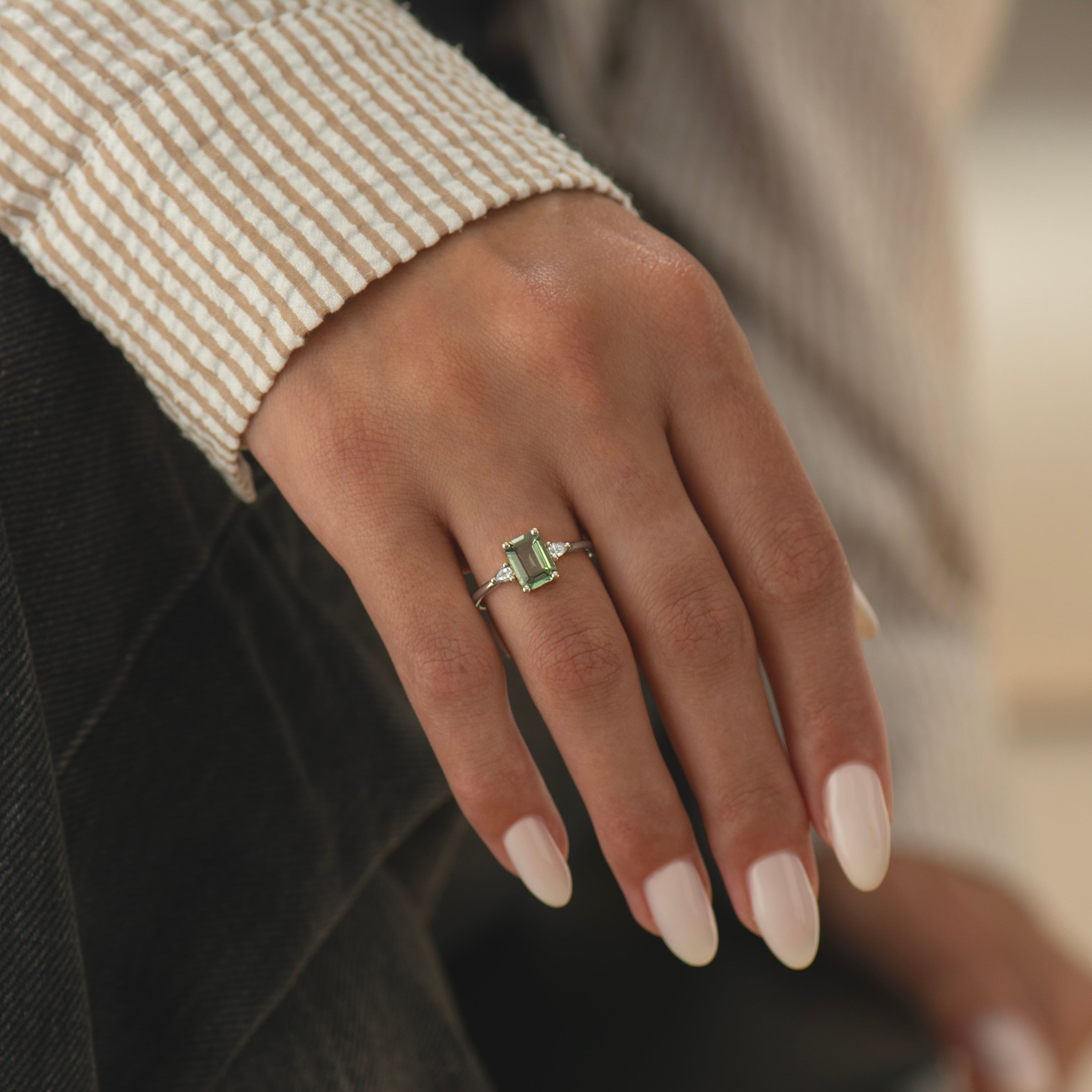 Large Emerald Green Sapphire Ring