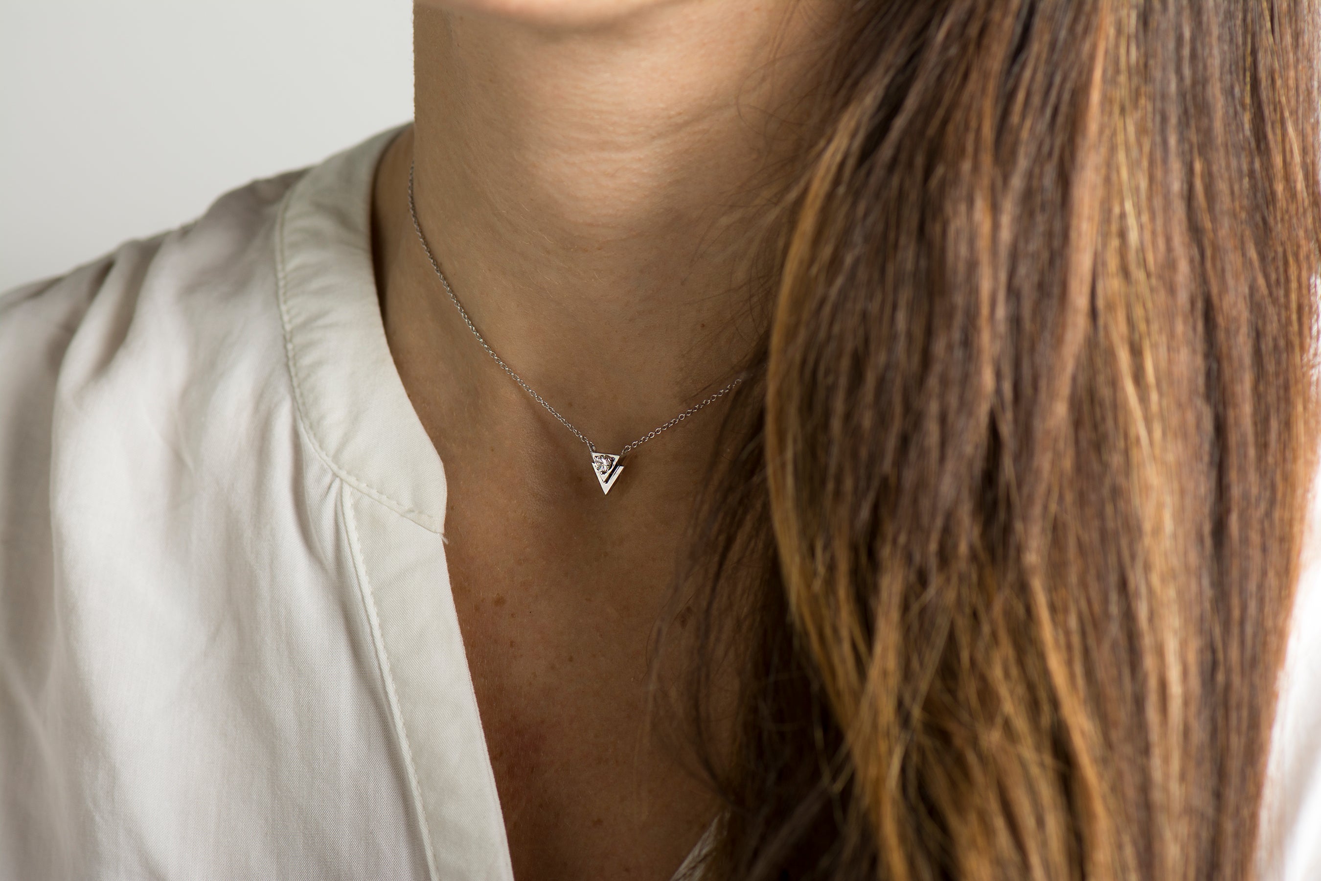 Dainty Triangle Diamond Necklace