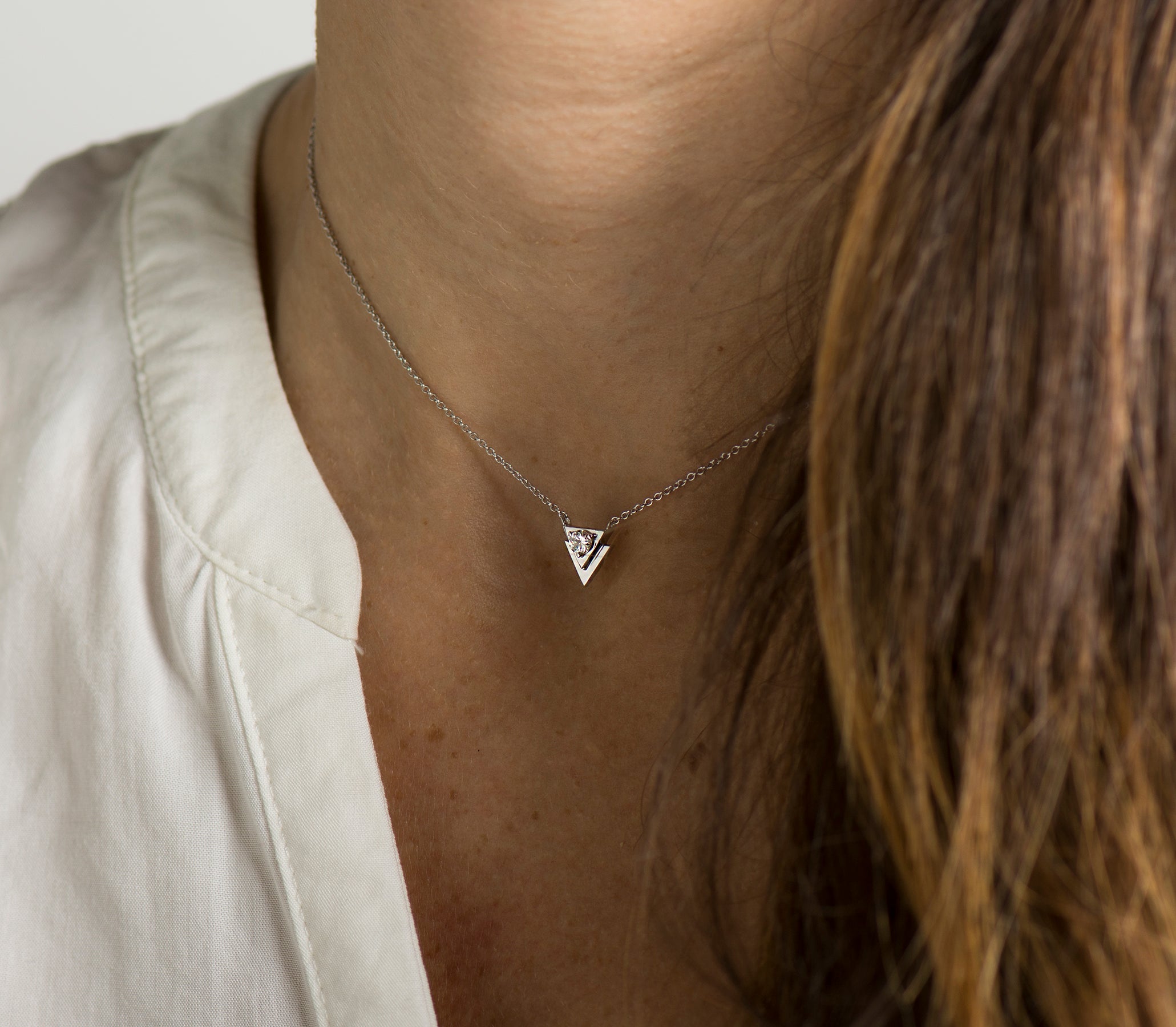 Dainty Triangle Diamond Necklace
