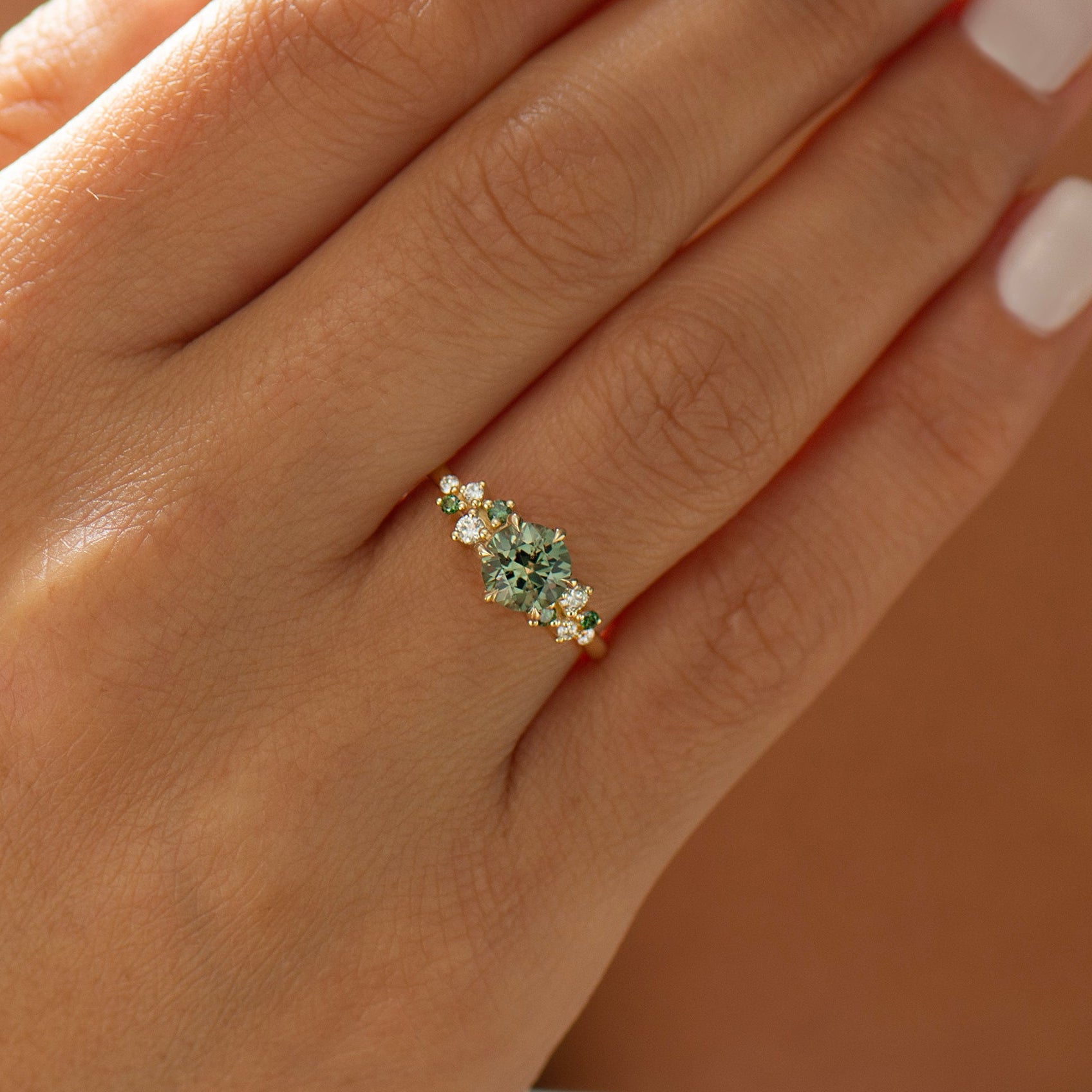 Bloom Green Sapphire Cluster Ring