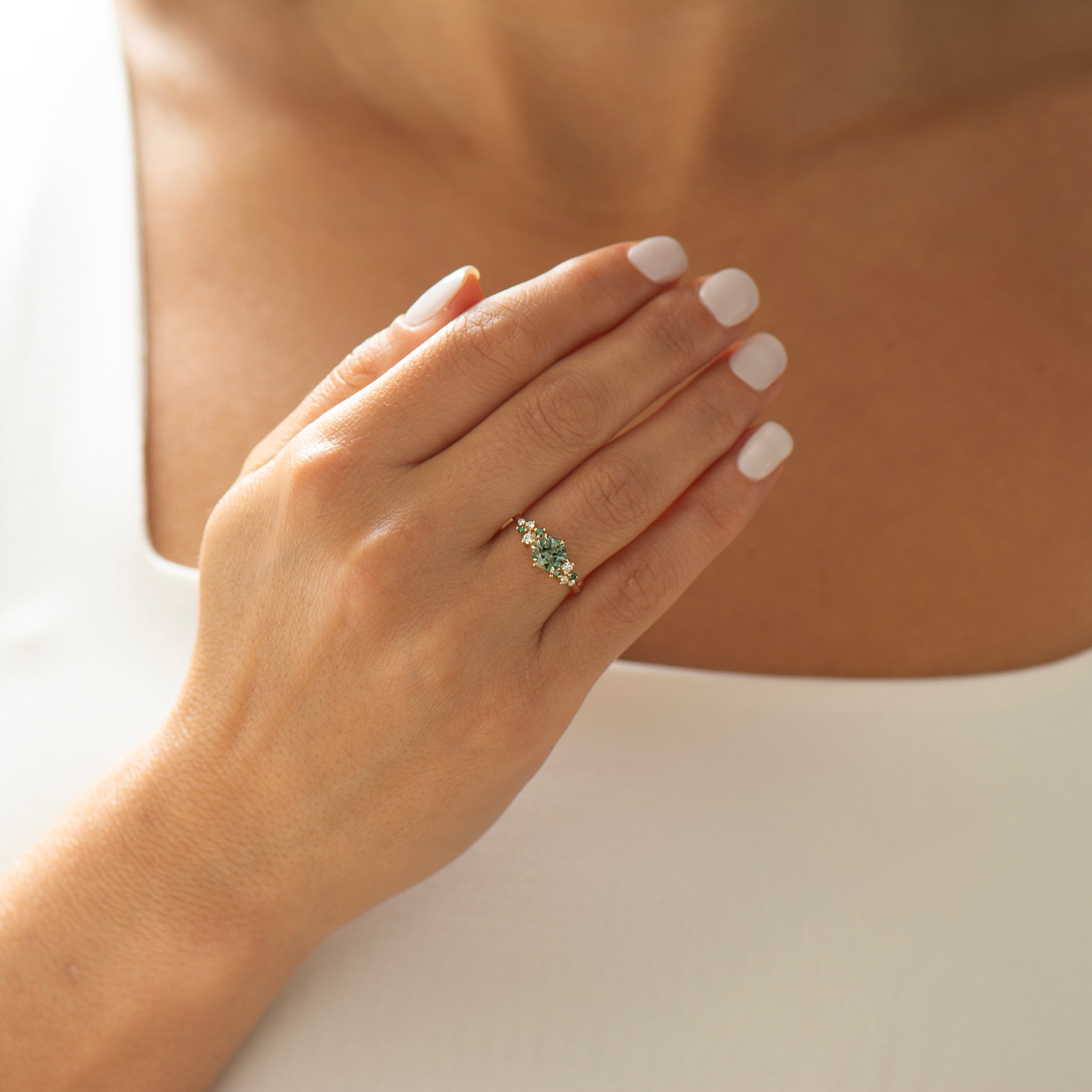 Bloom Green Sapphire Cluster Ring