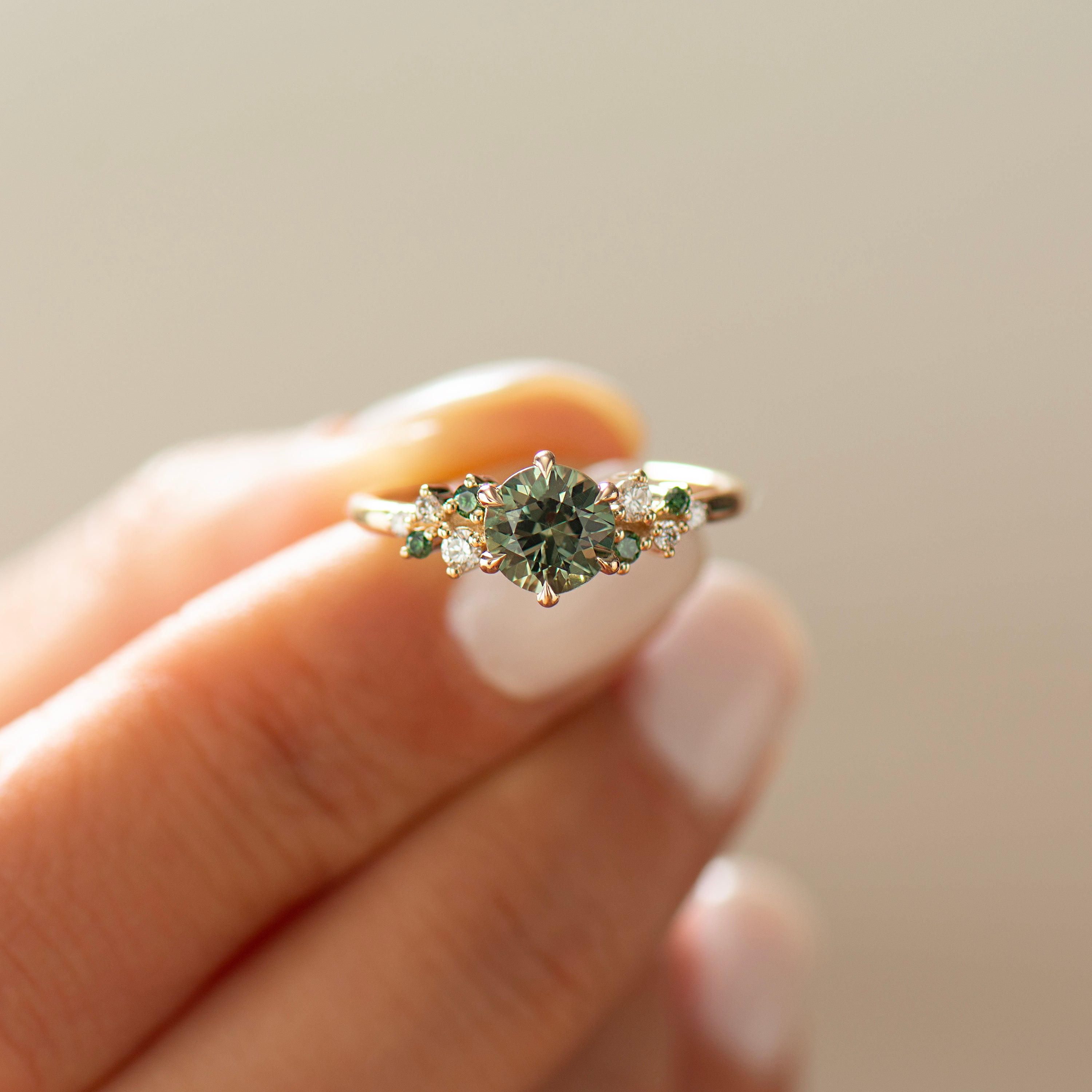 Bloom Green Sapphire Cluster Ring