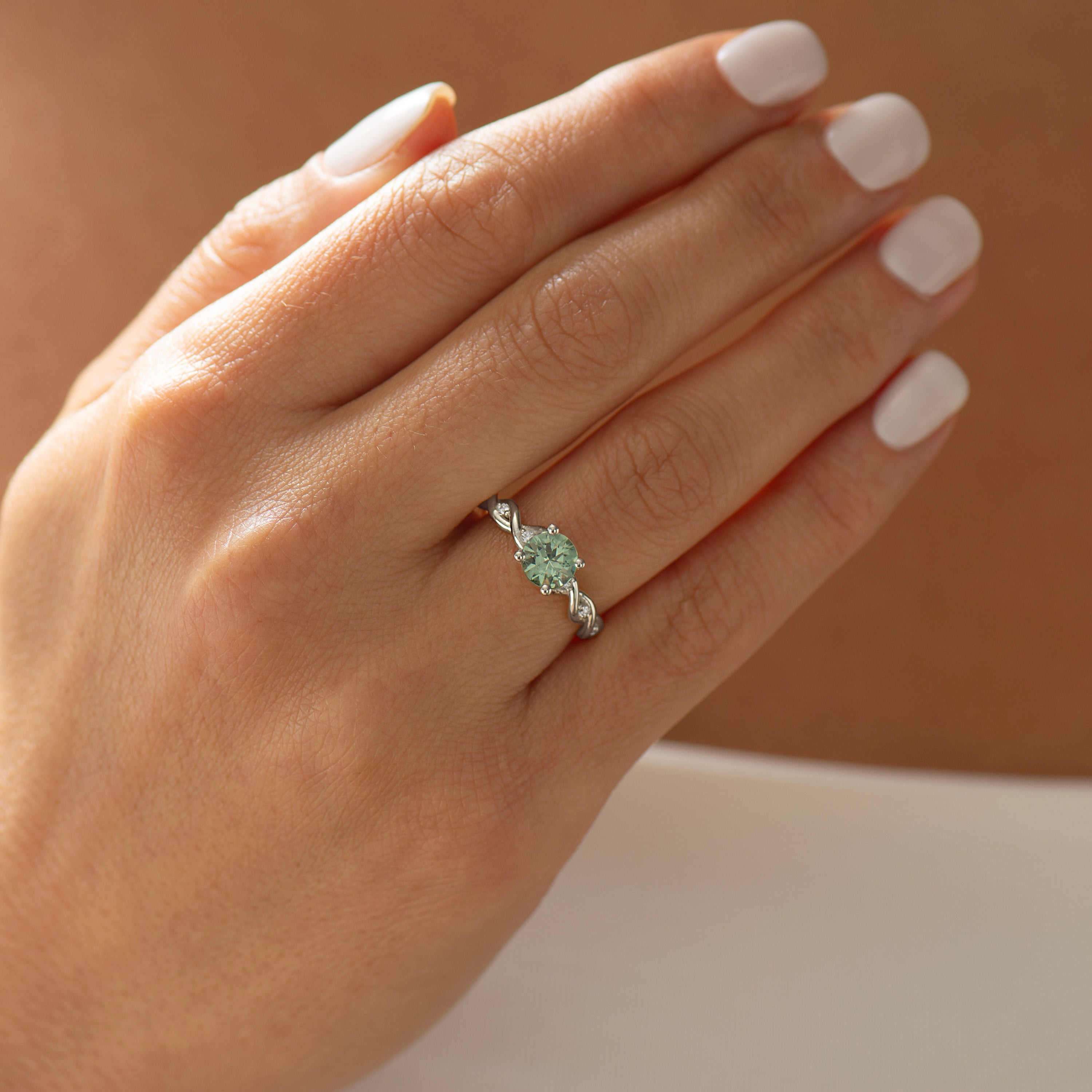 Mint Green Sapphire Braided Ring