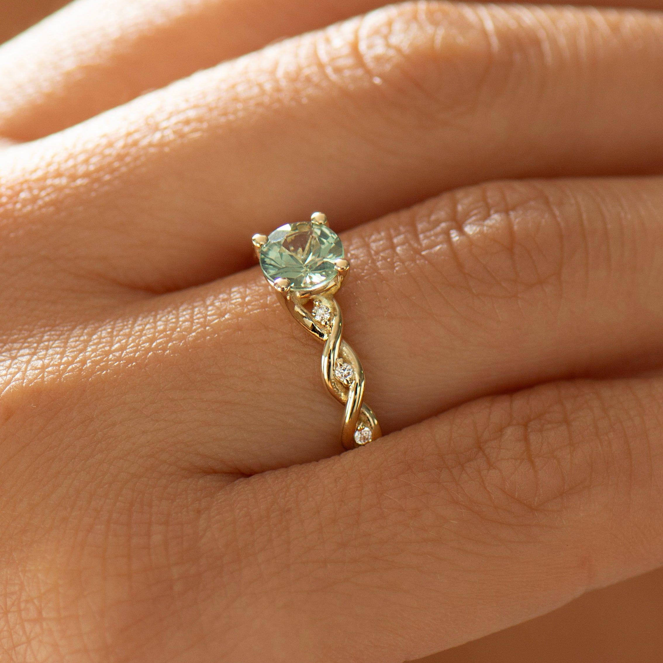 Mint Green Sapphire Braided Ring
