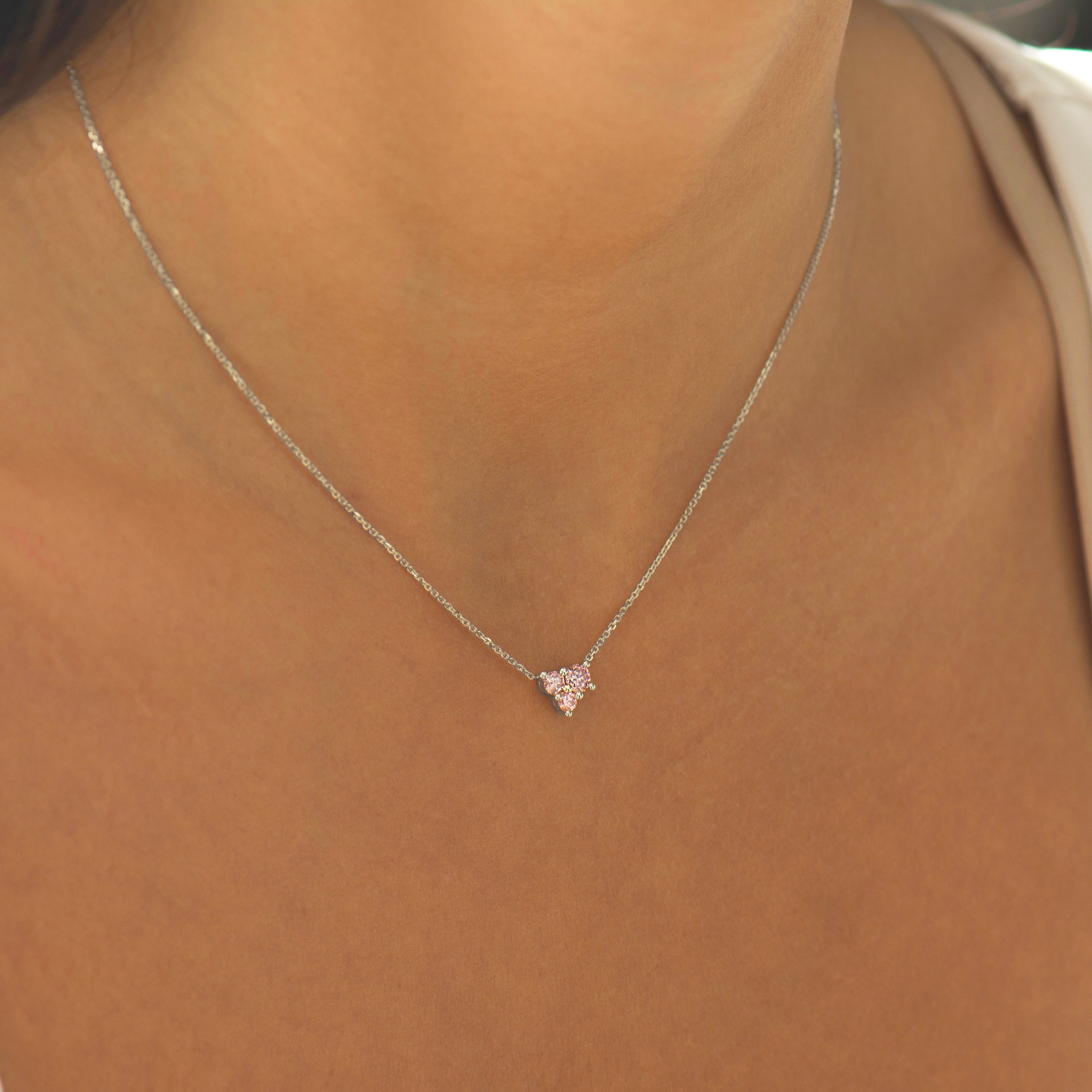 Pink Lab Diamonds Heart Necklace