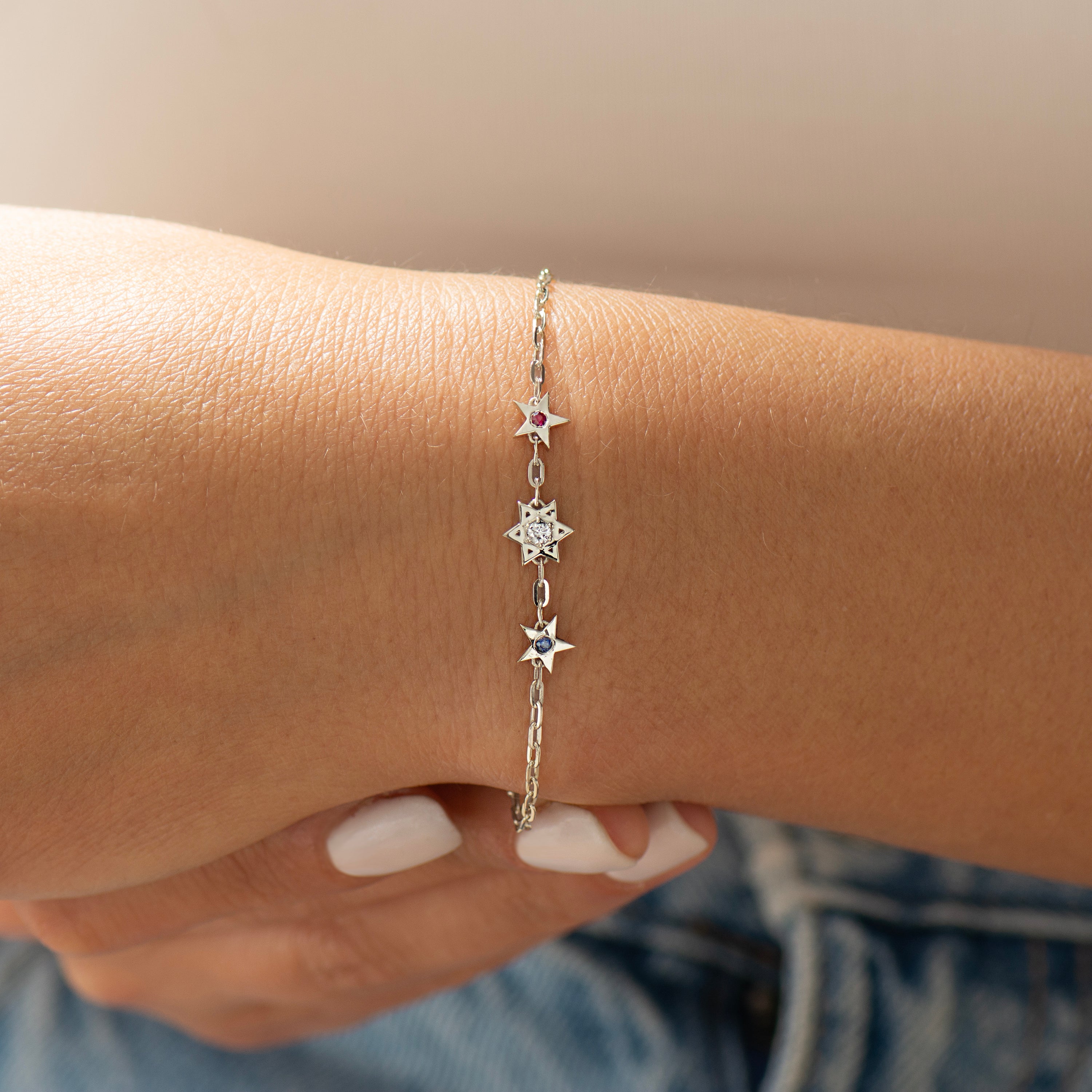 Star of David and American Stars Bracelet