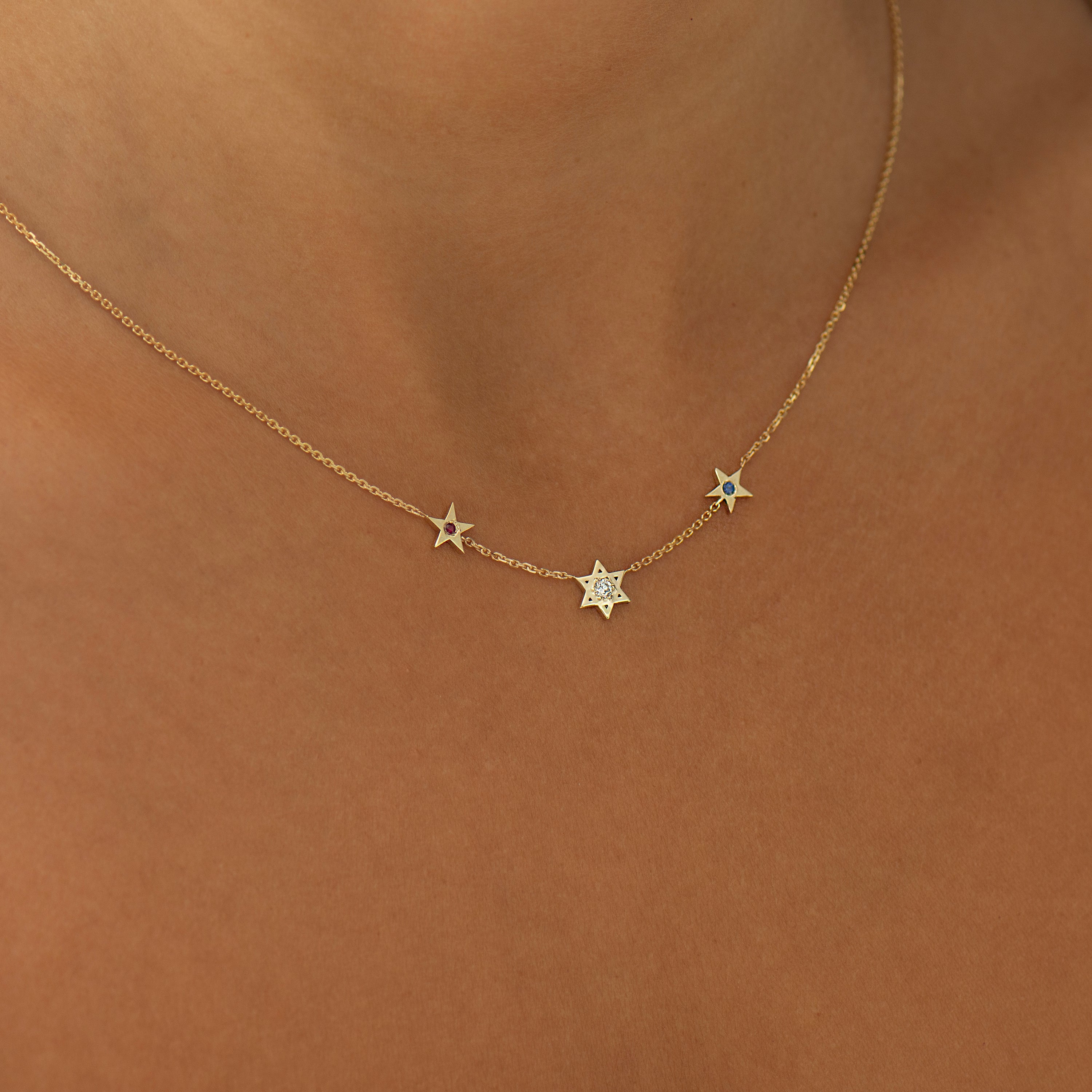 Star of David and American Stars Necklace