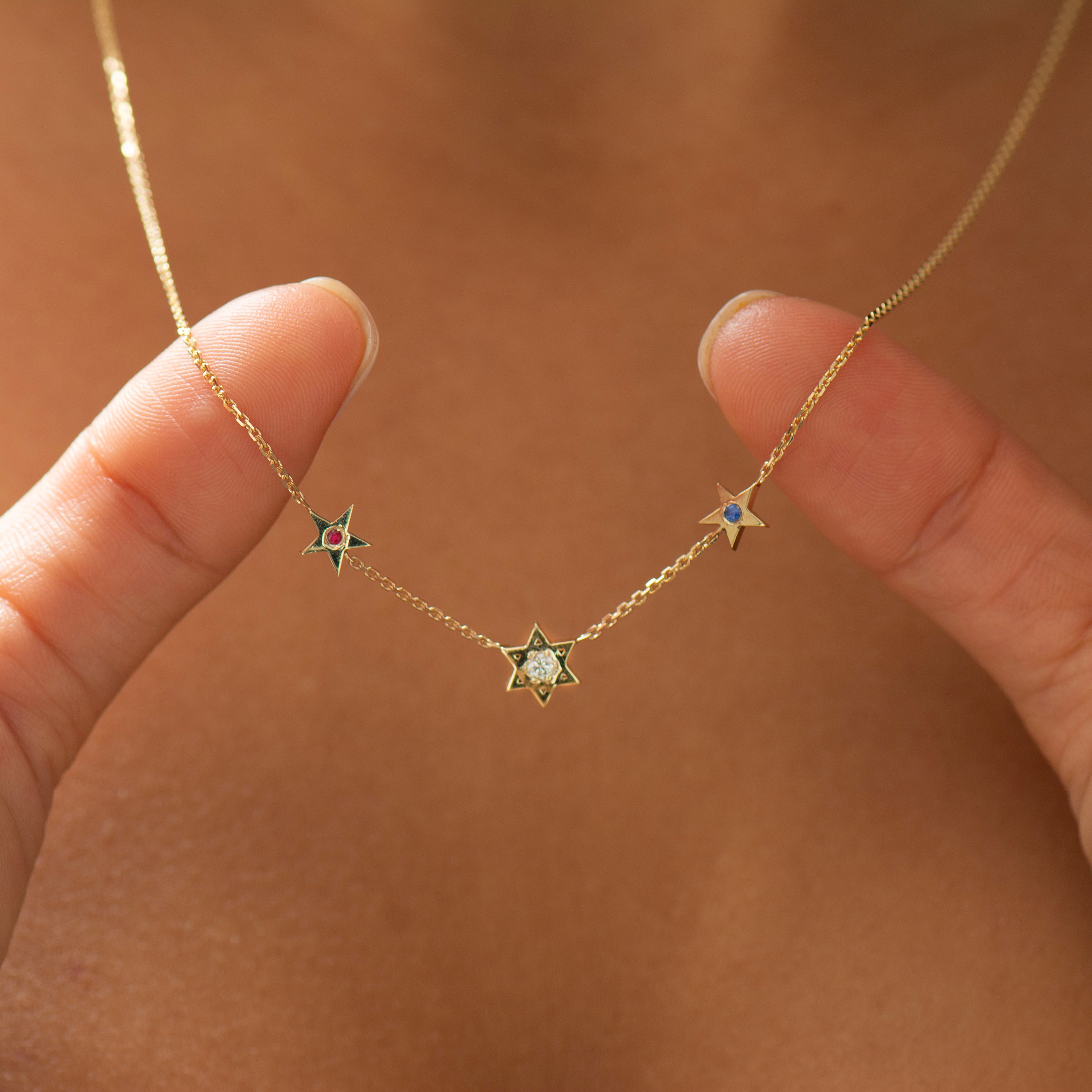 Star of David and American Stars Necklace