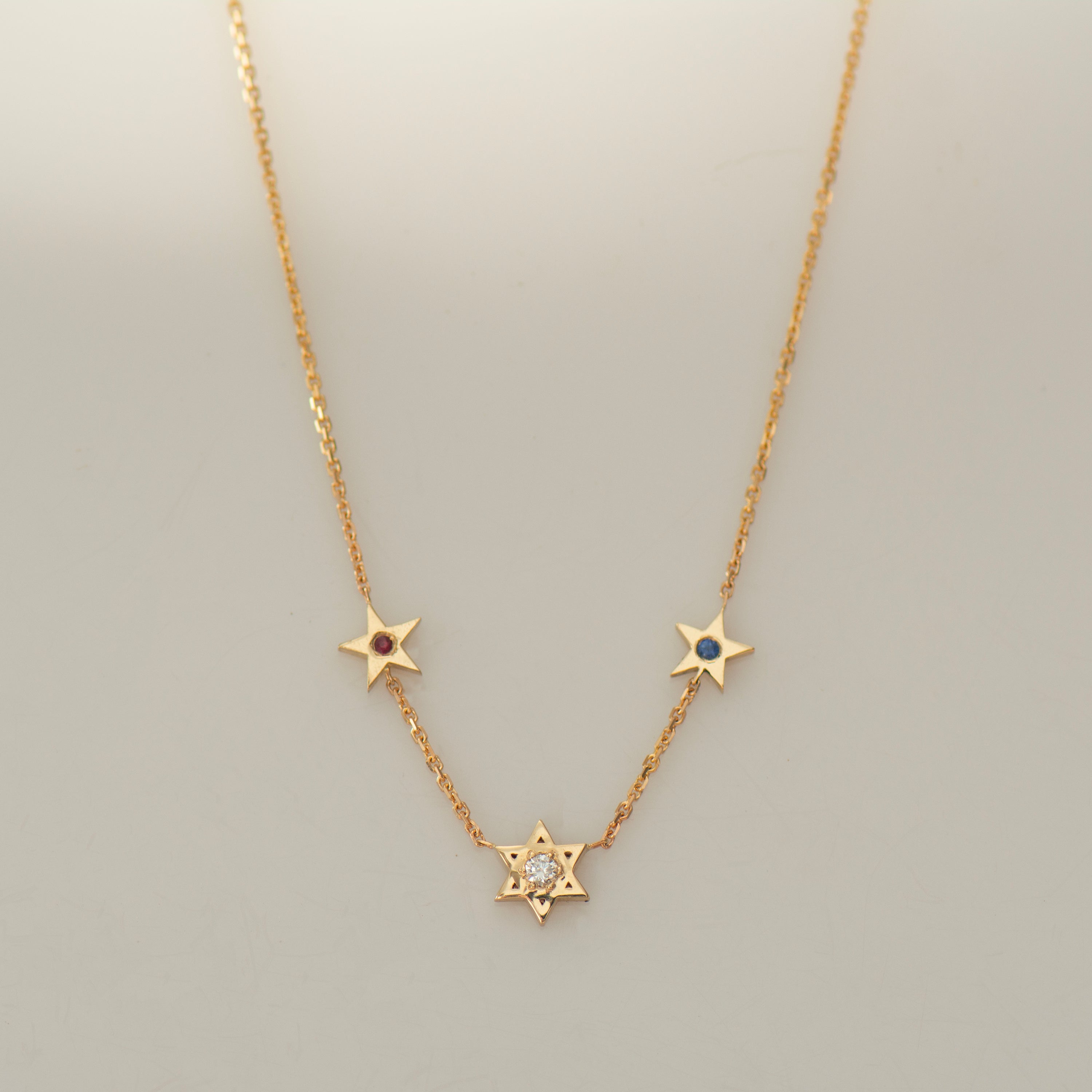 Star of David and American Stars Necklace