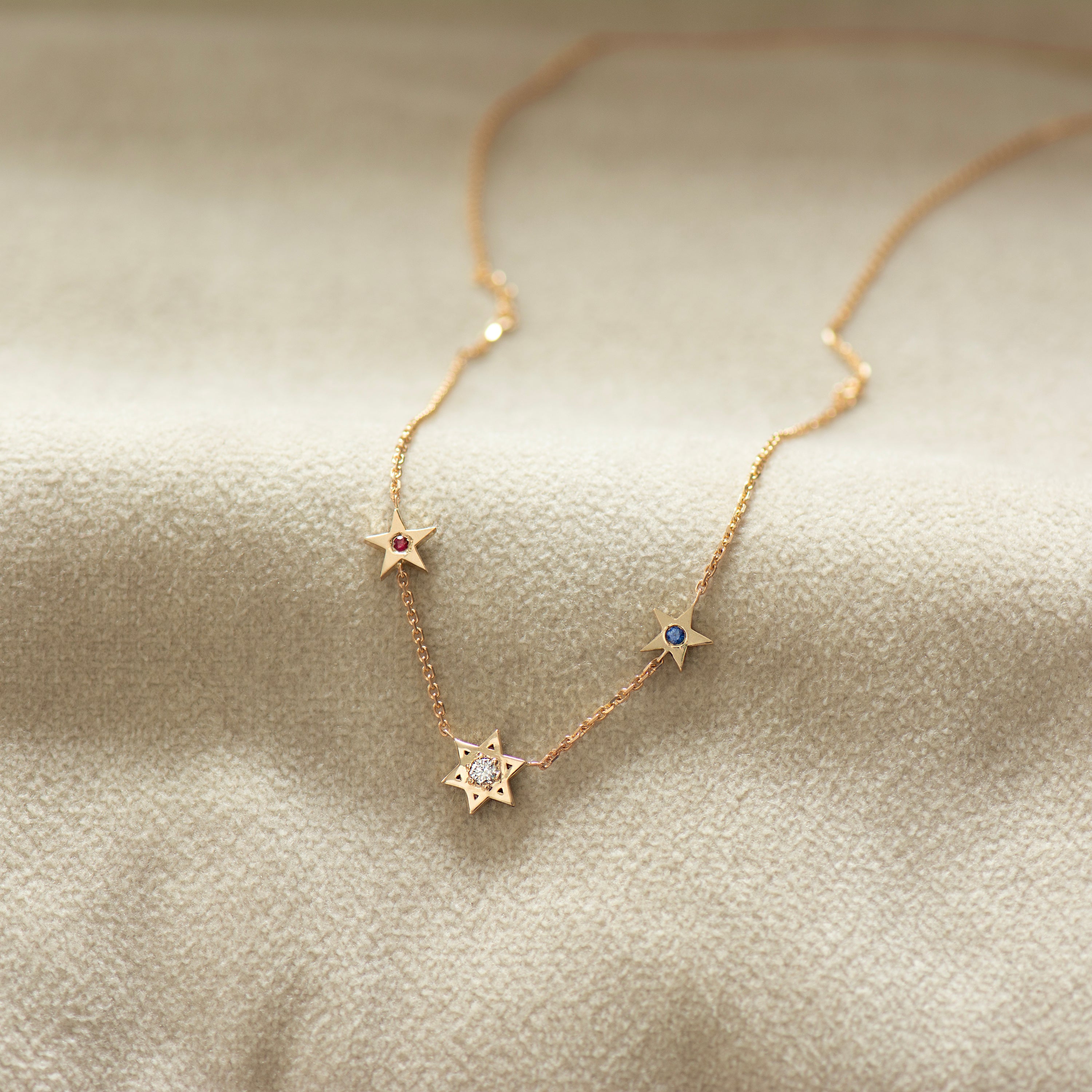 Star of David and American Stars Necklace
