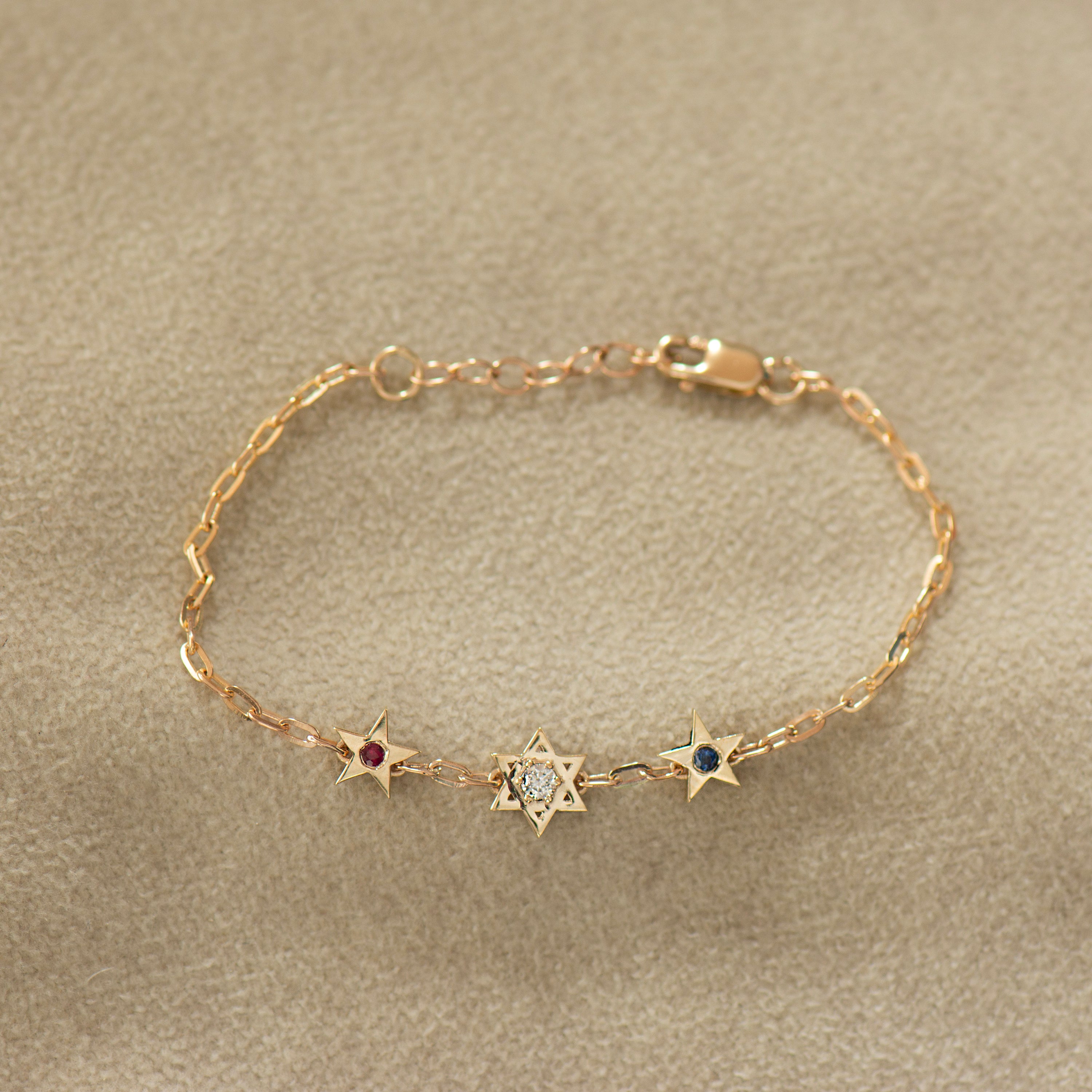 Star of David and American Stars Bracelet
