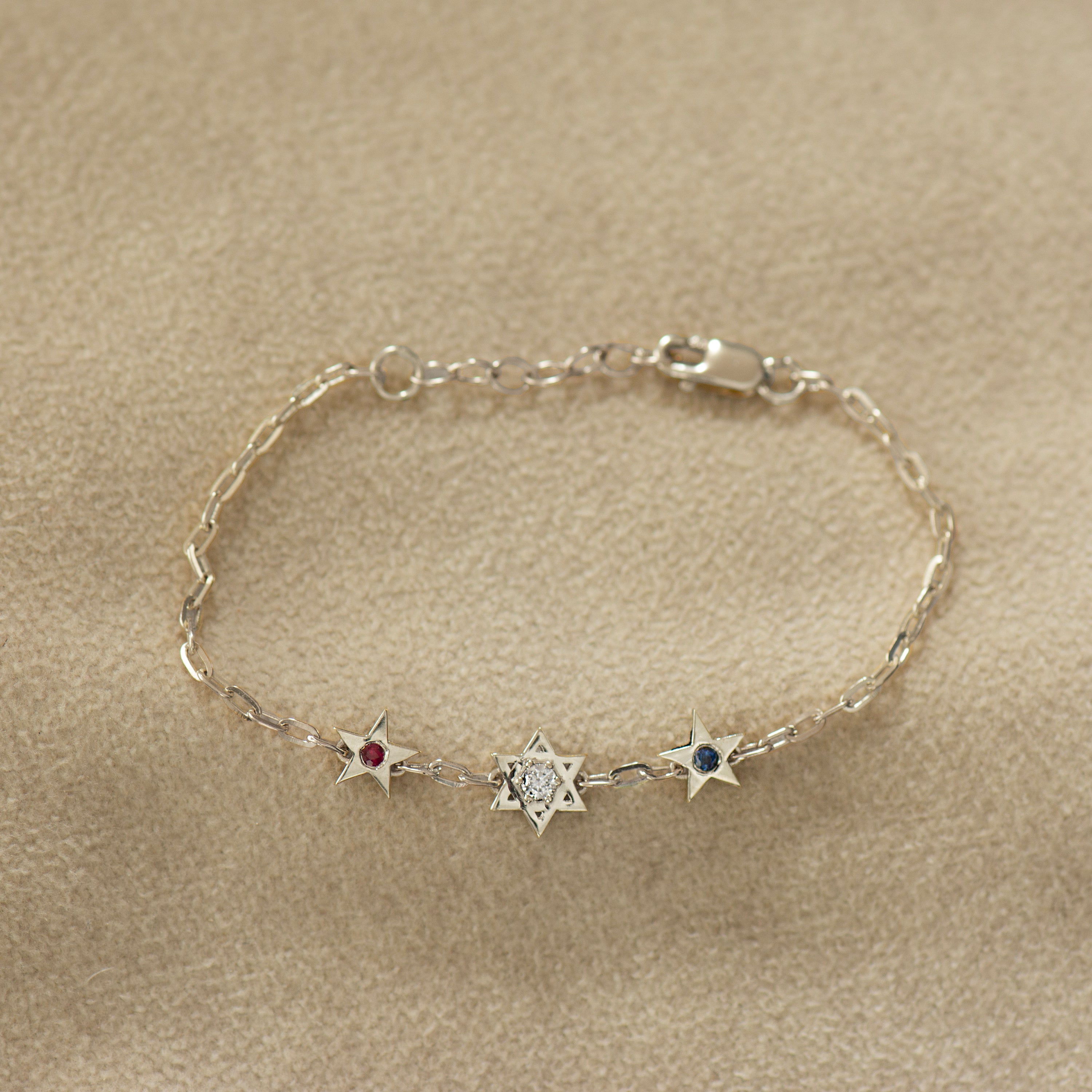 Star of David and American Stars Bracelet