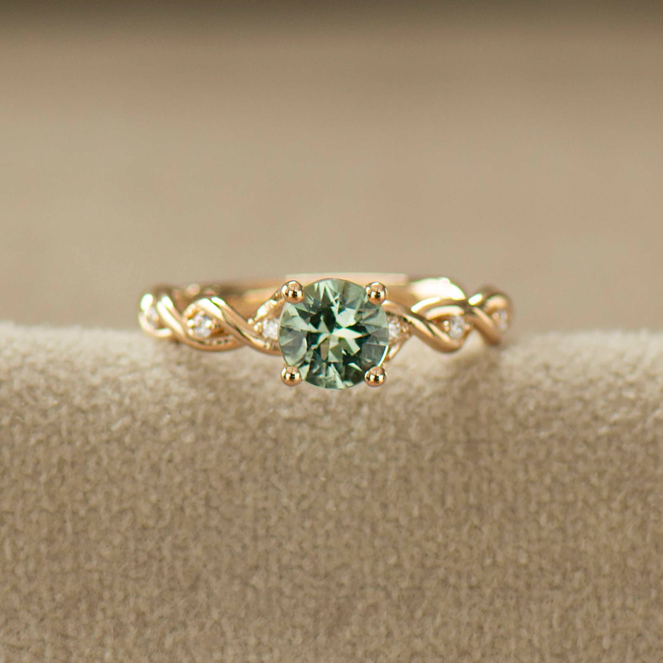 Mint Green Sapphire Braided Ring