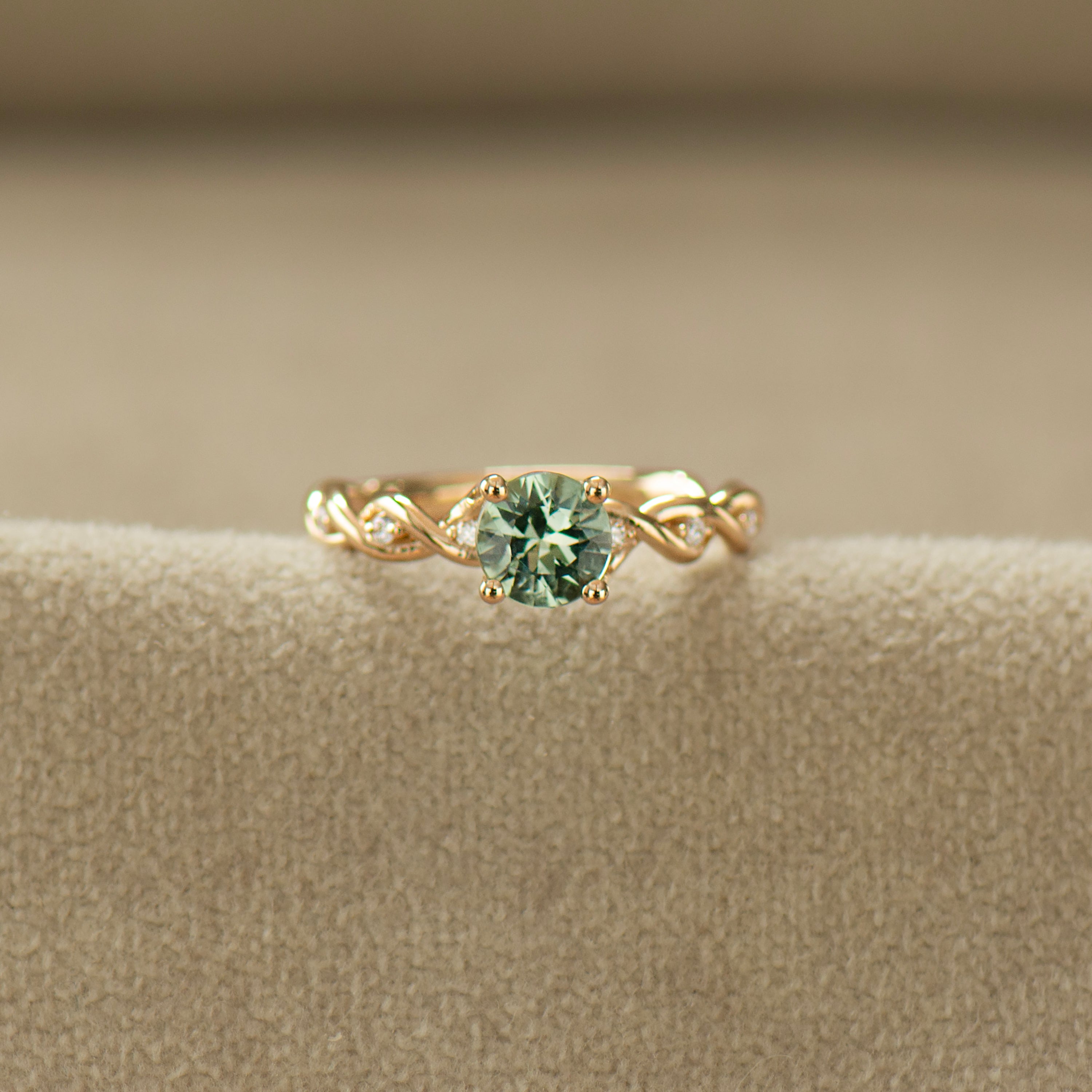Mint Green Sapphire Braided Ring