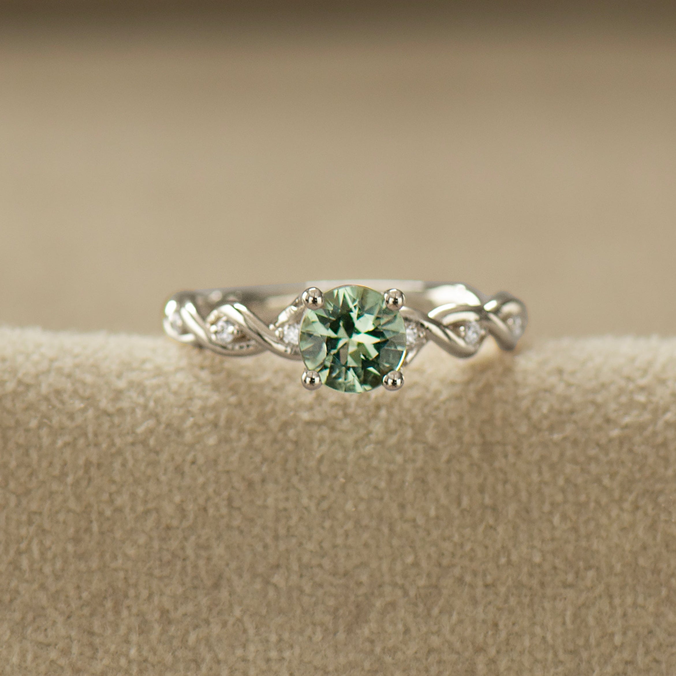 Mint Green Sapphire Braided Ring