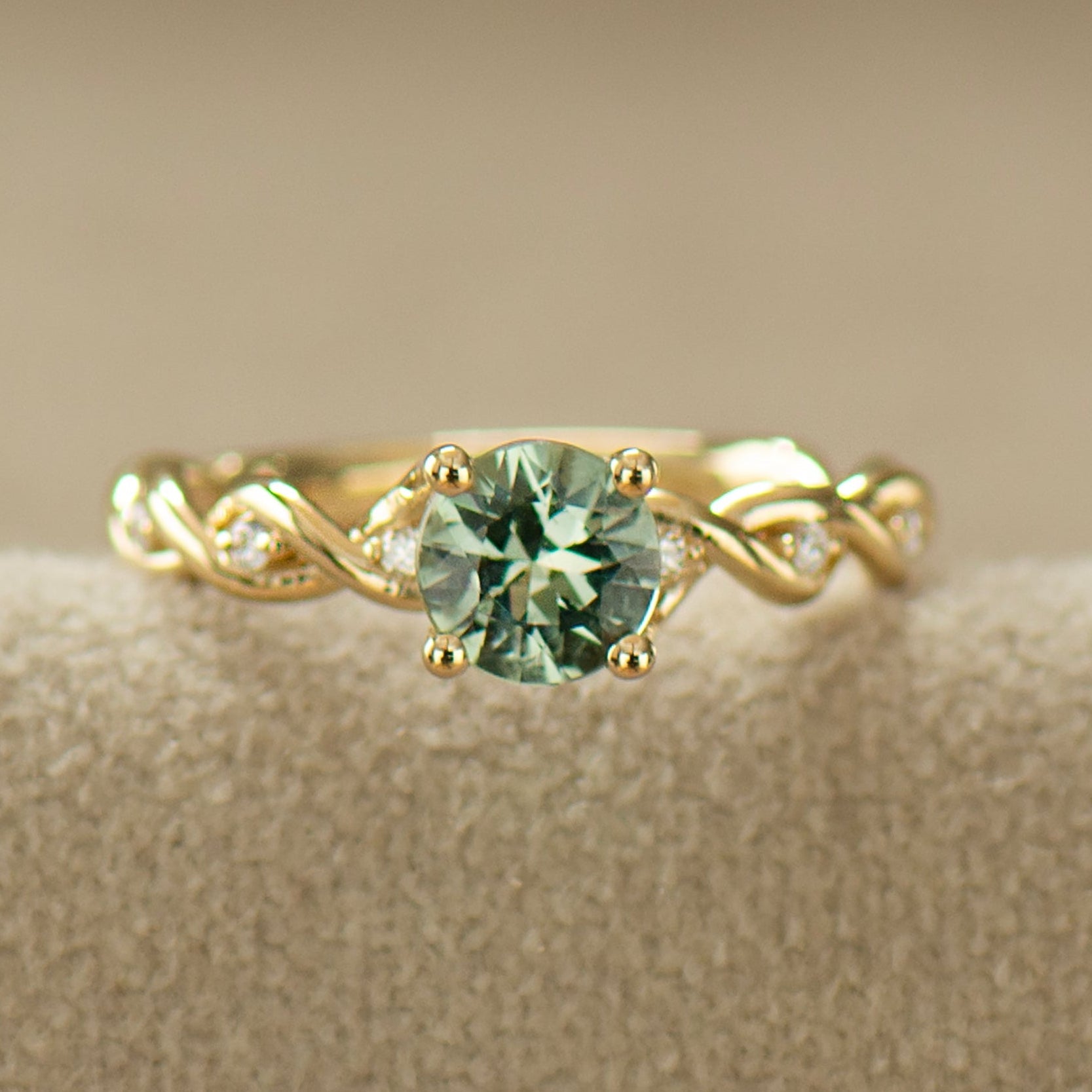 Mint Green Sapphire Braided Ring