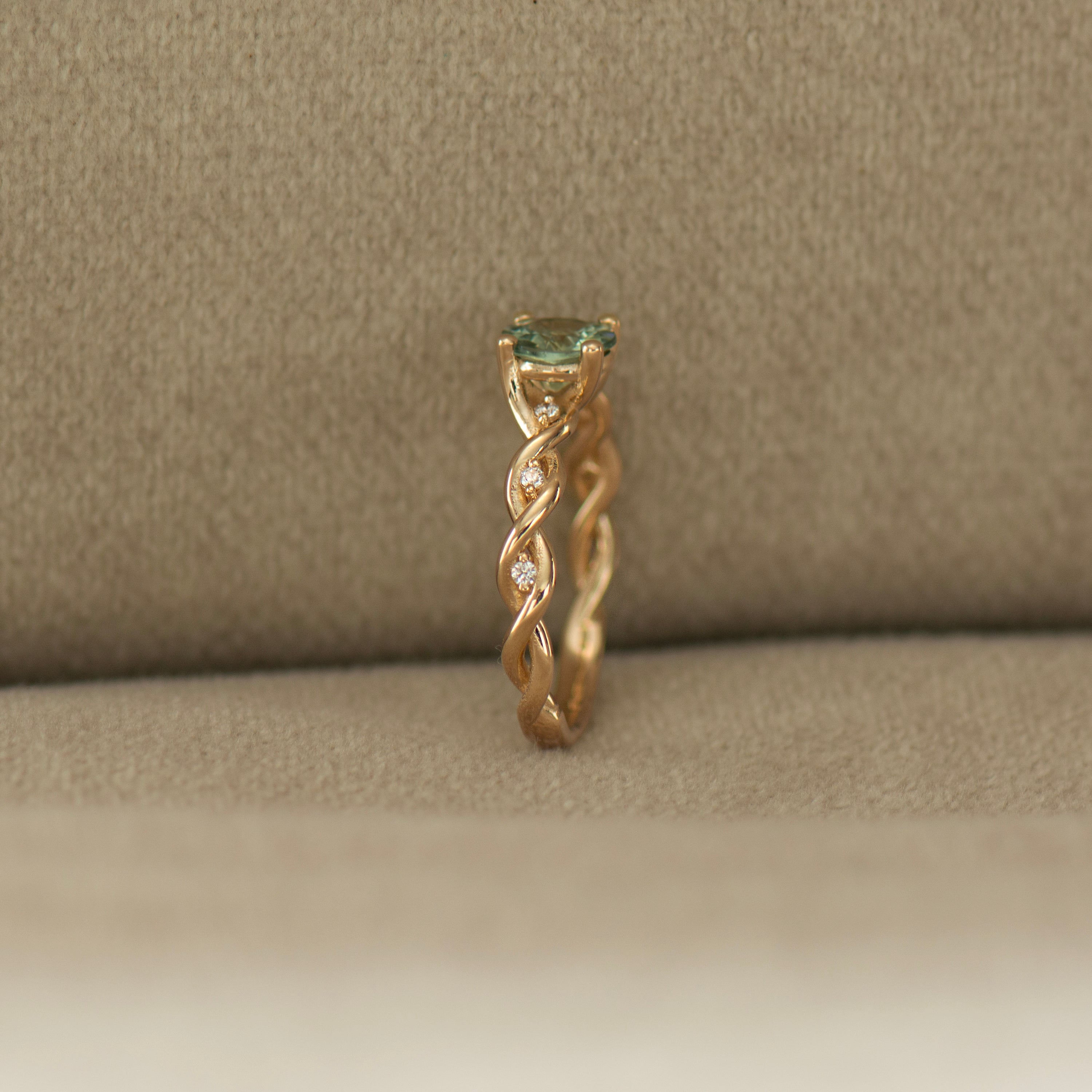 Mint Green Sapphire Braided Ring