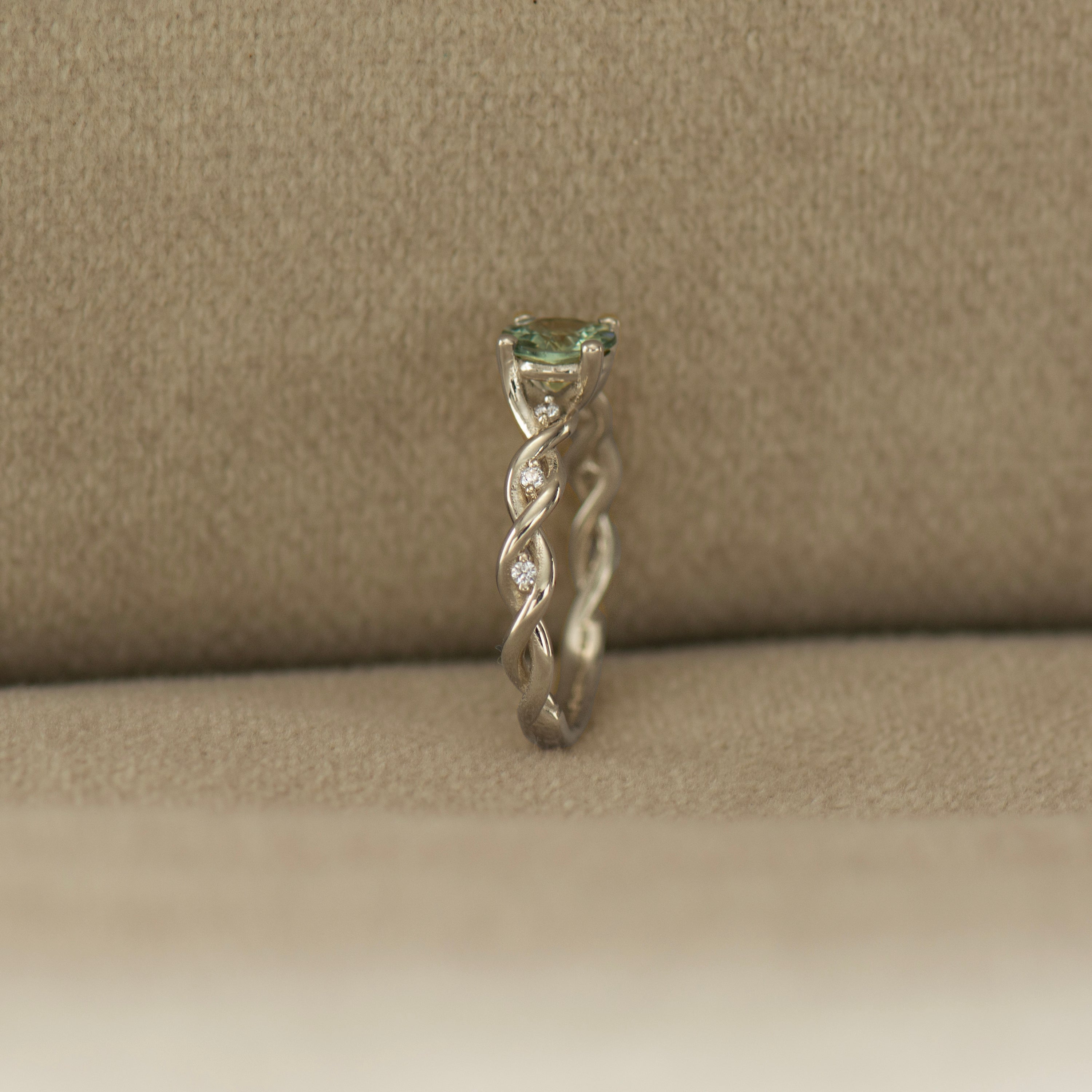 Mint Green Sapphire Braided Ring