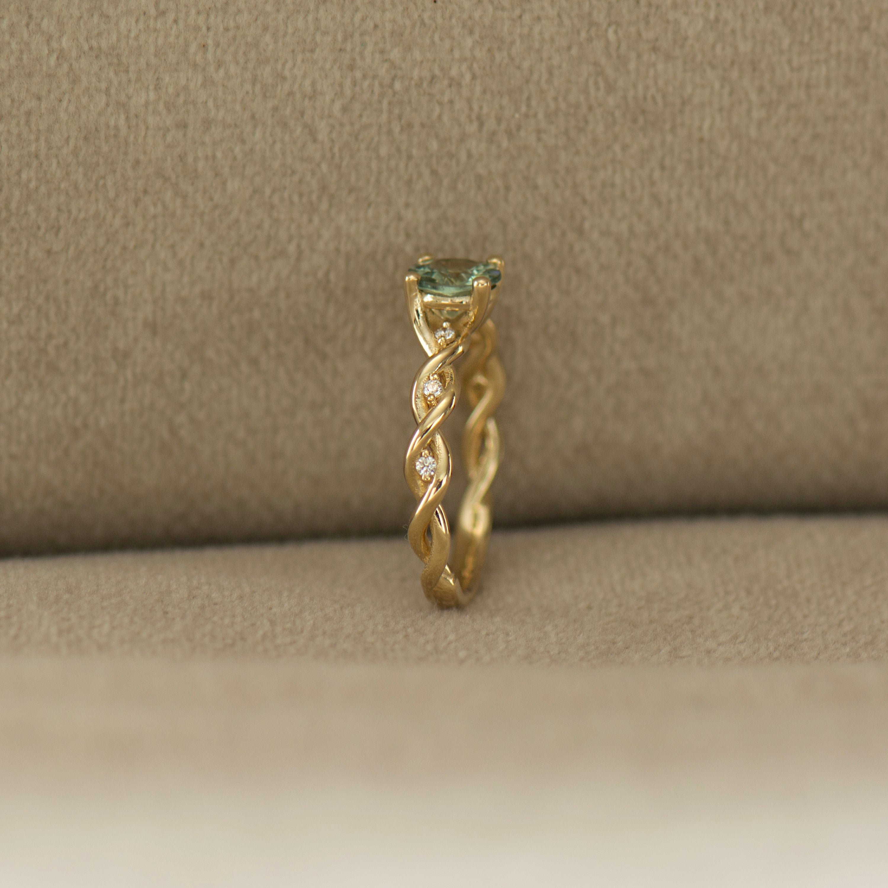 Mint Green Sapphire Braided Ring