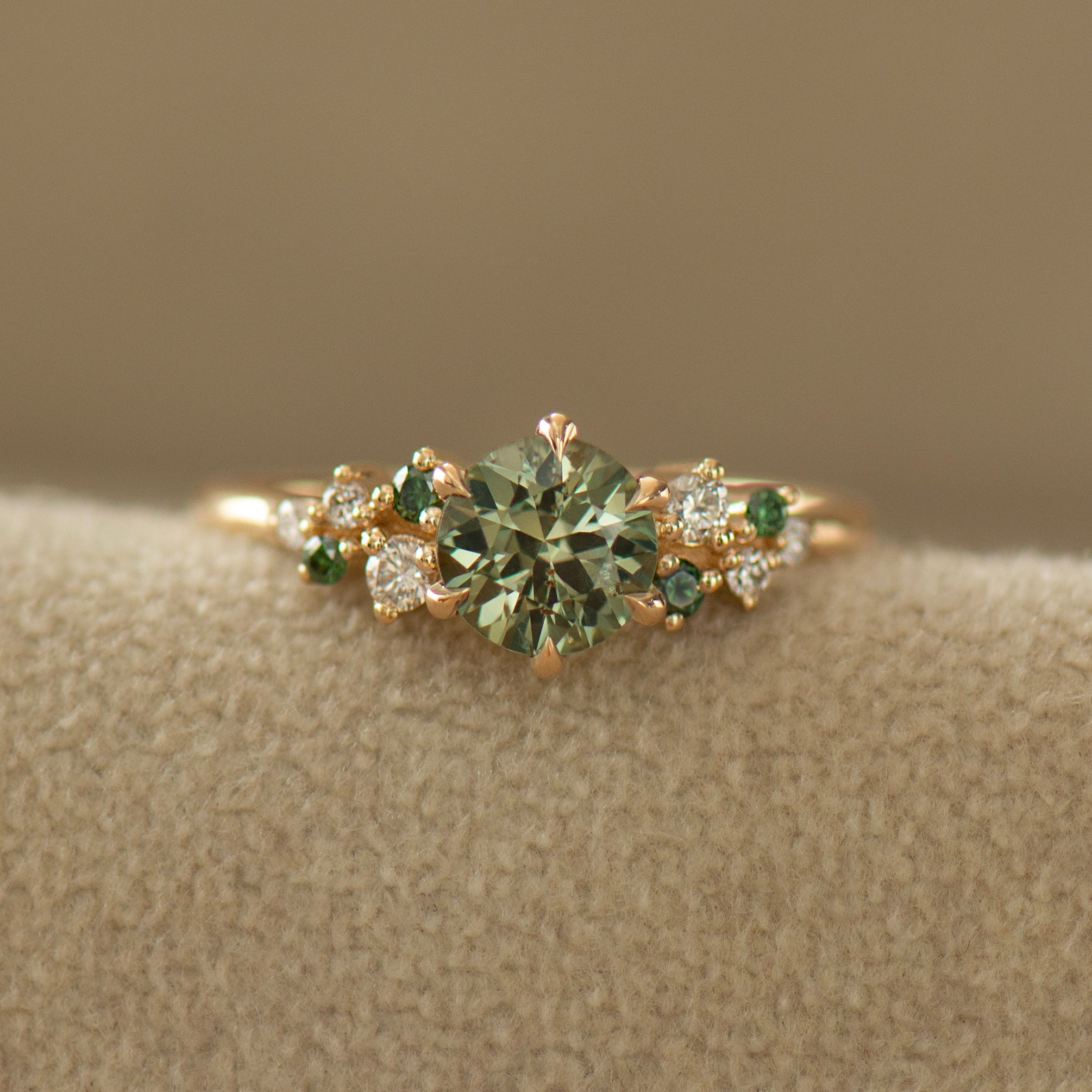Bloom Green Sapphire Cluster Ring