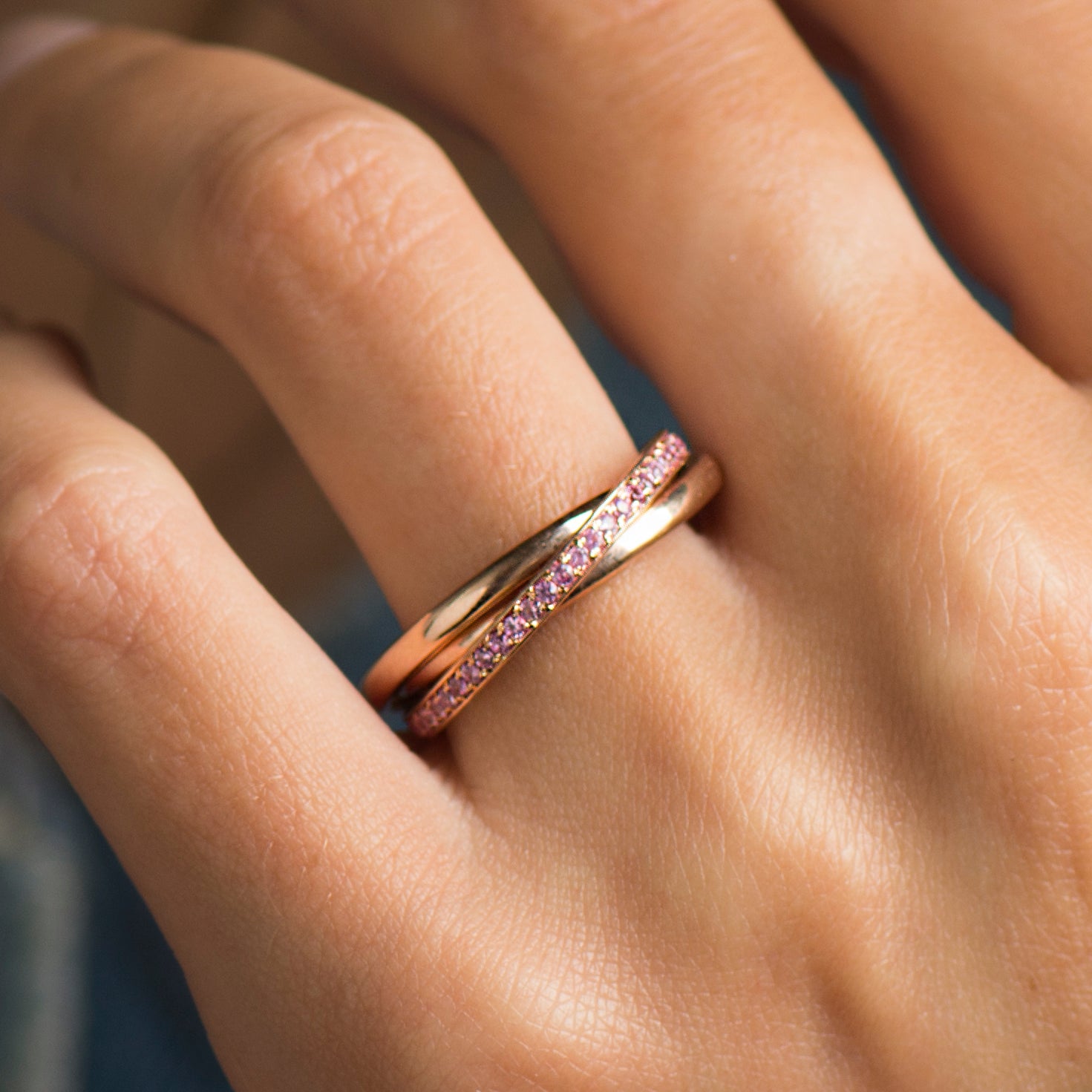 Interlocking Pink Sapphires Ring