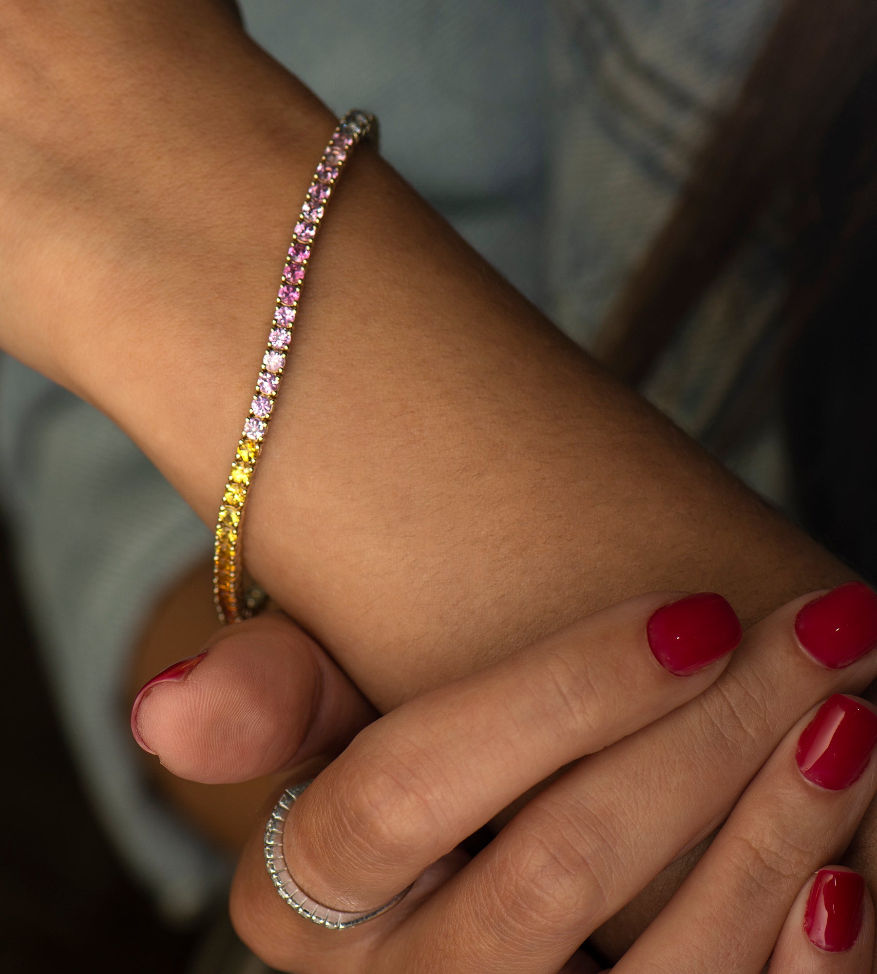 Multicolor tennis sapphire Bracelet