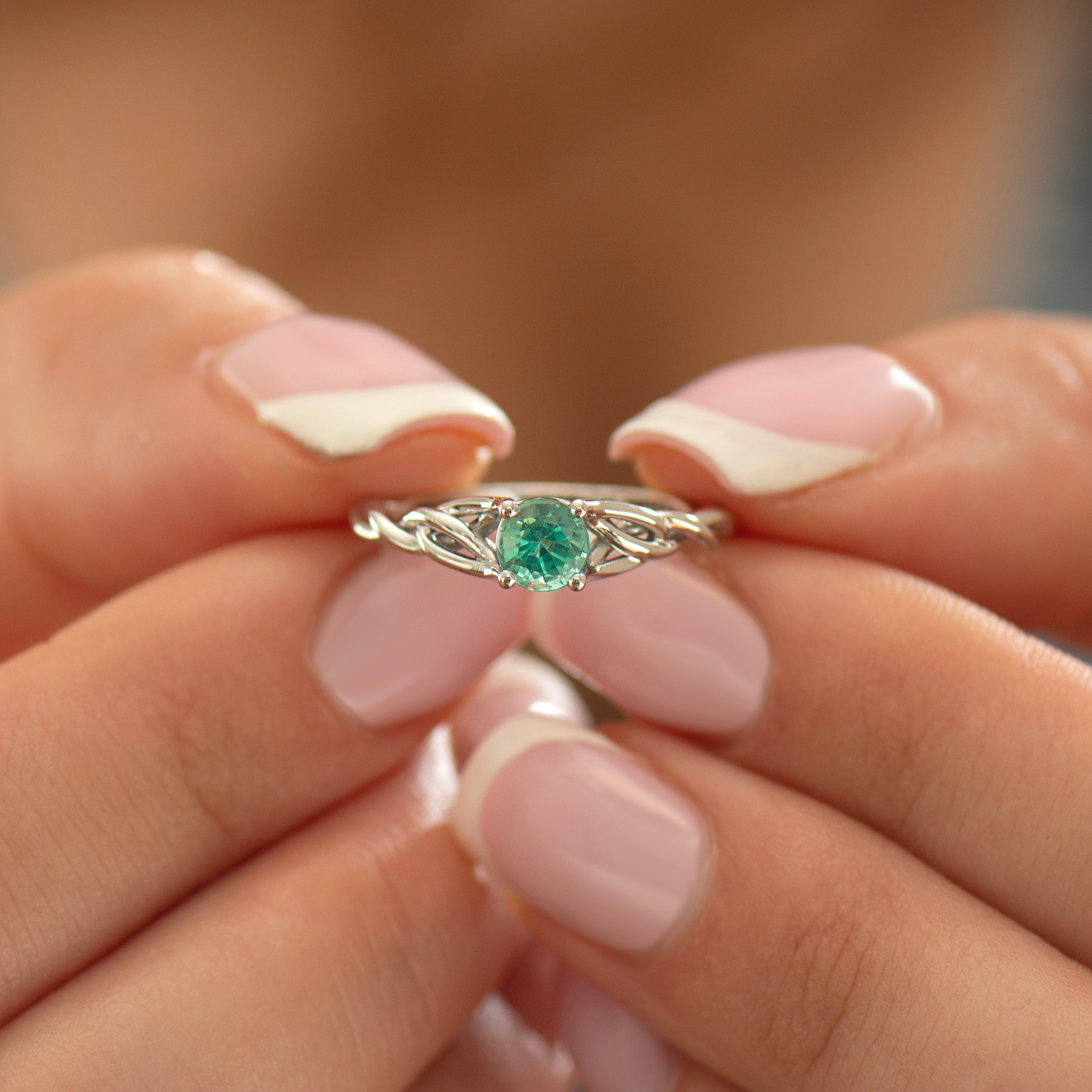 Light Emerald Celtic Ring