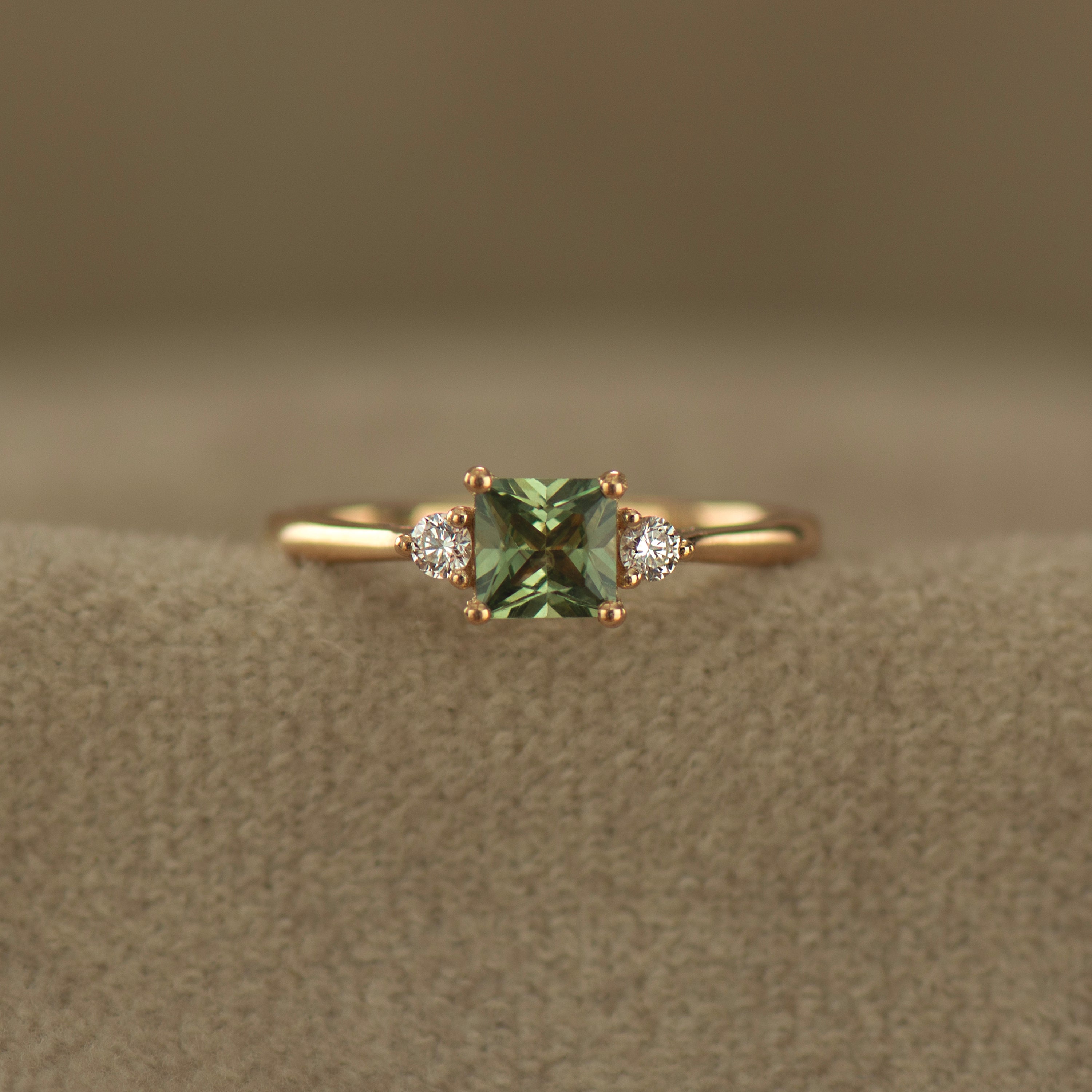 Princess Cut Green Sapphire Ring