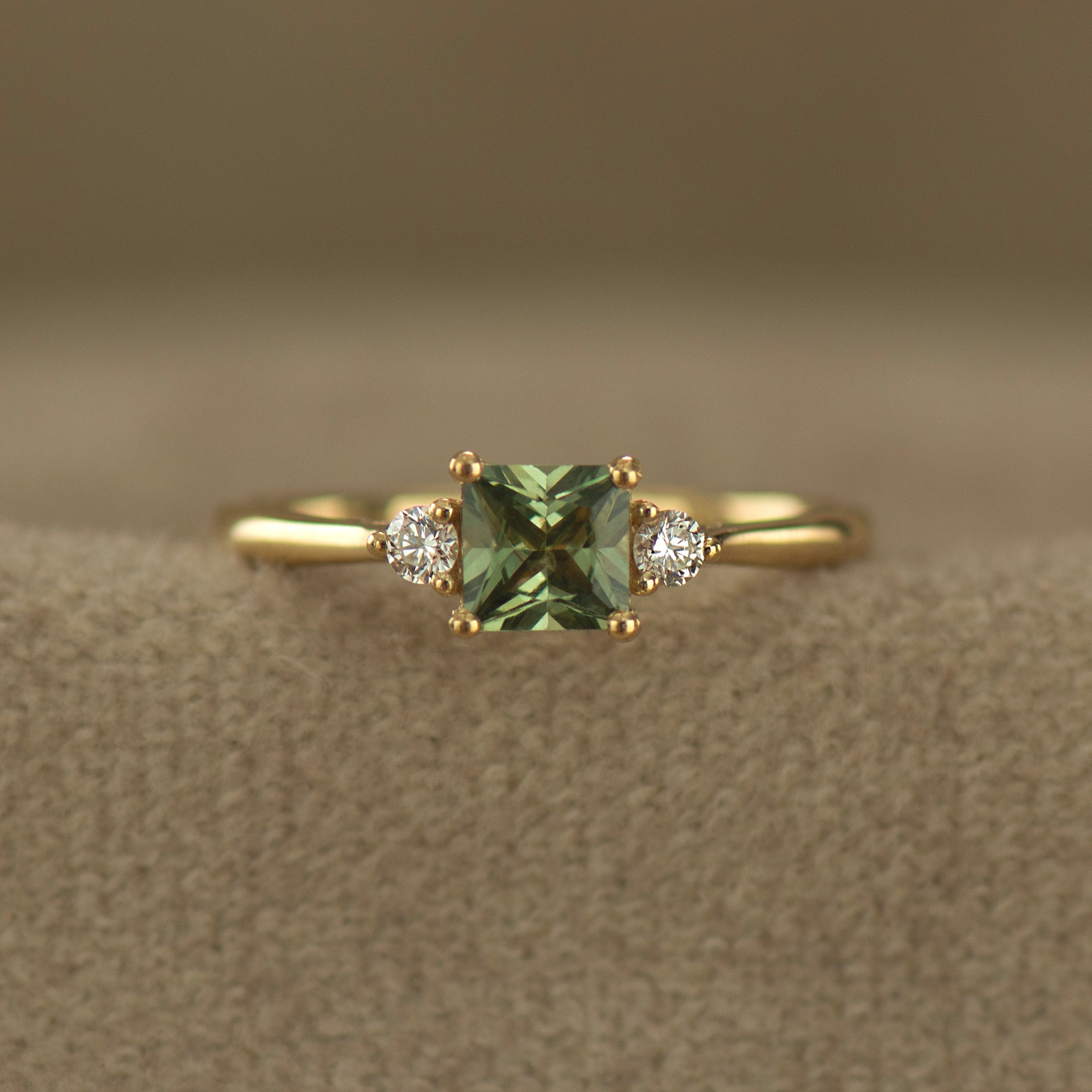 Princess Cut Green Sapphire Ring