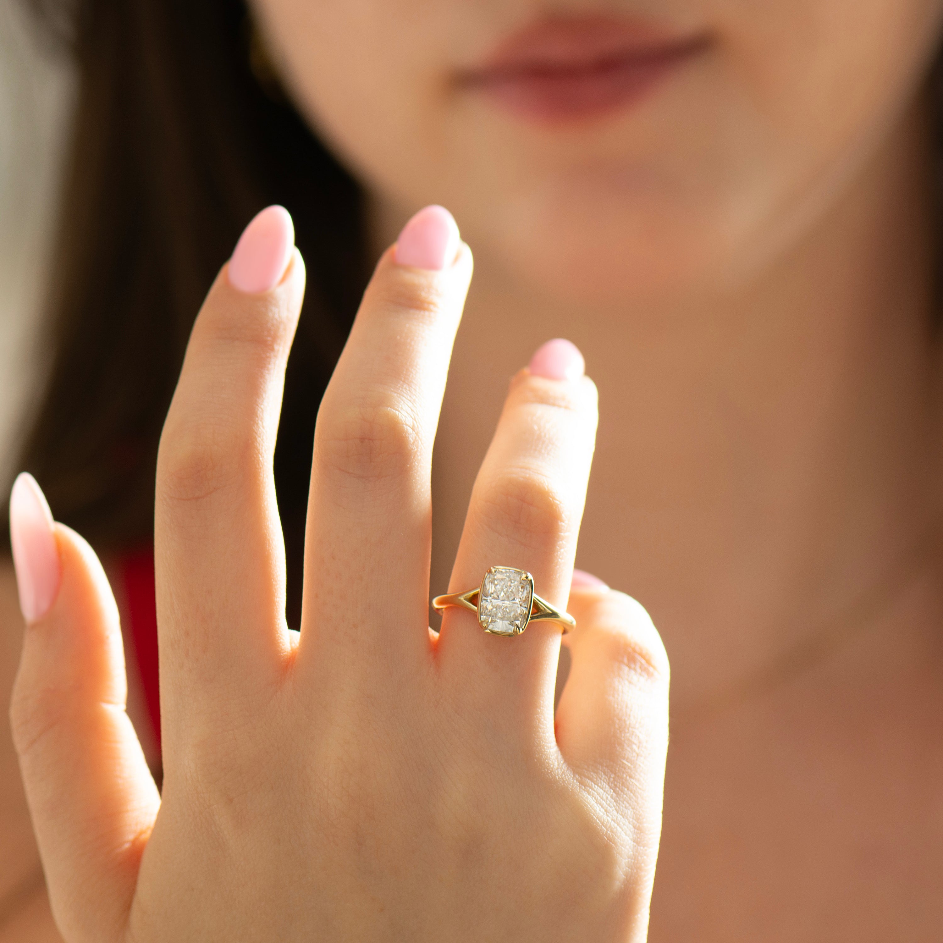 Split Shank Cushion Engagement Ring