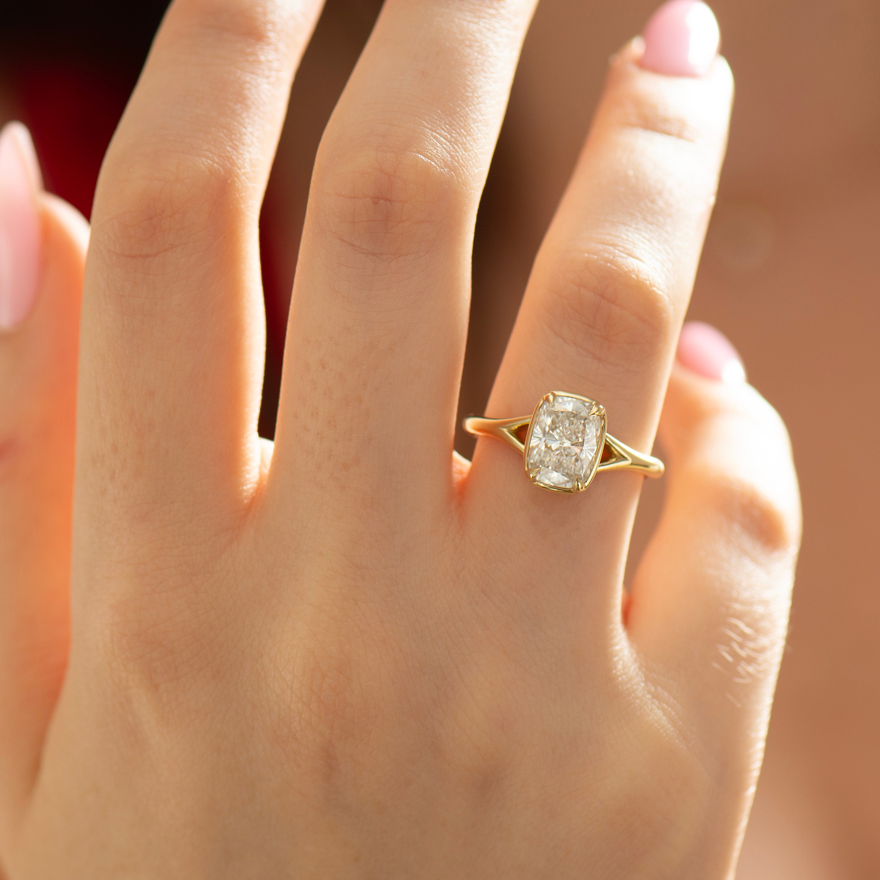 Split Shank Cushion Engagement Ring