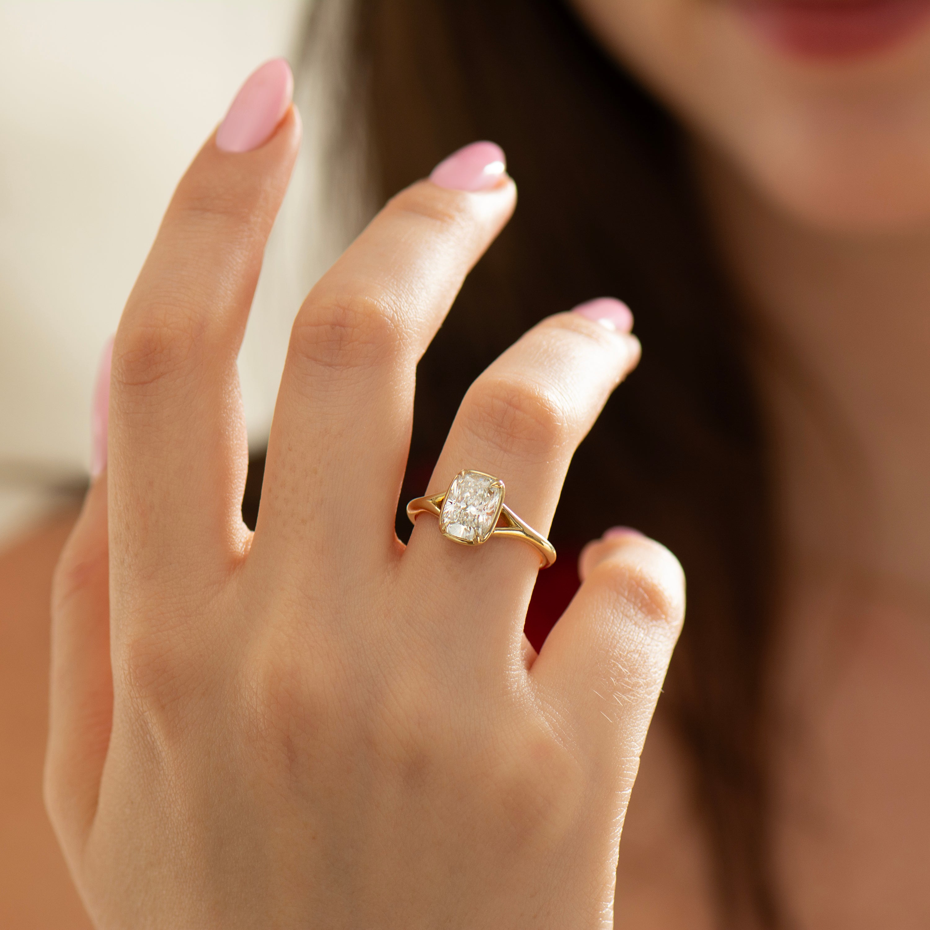 Split Shank Cushion Engagement Ring