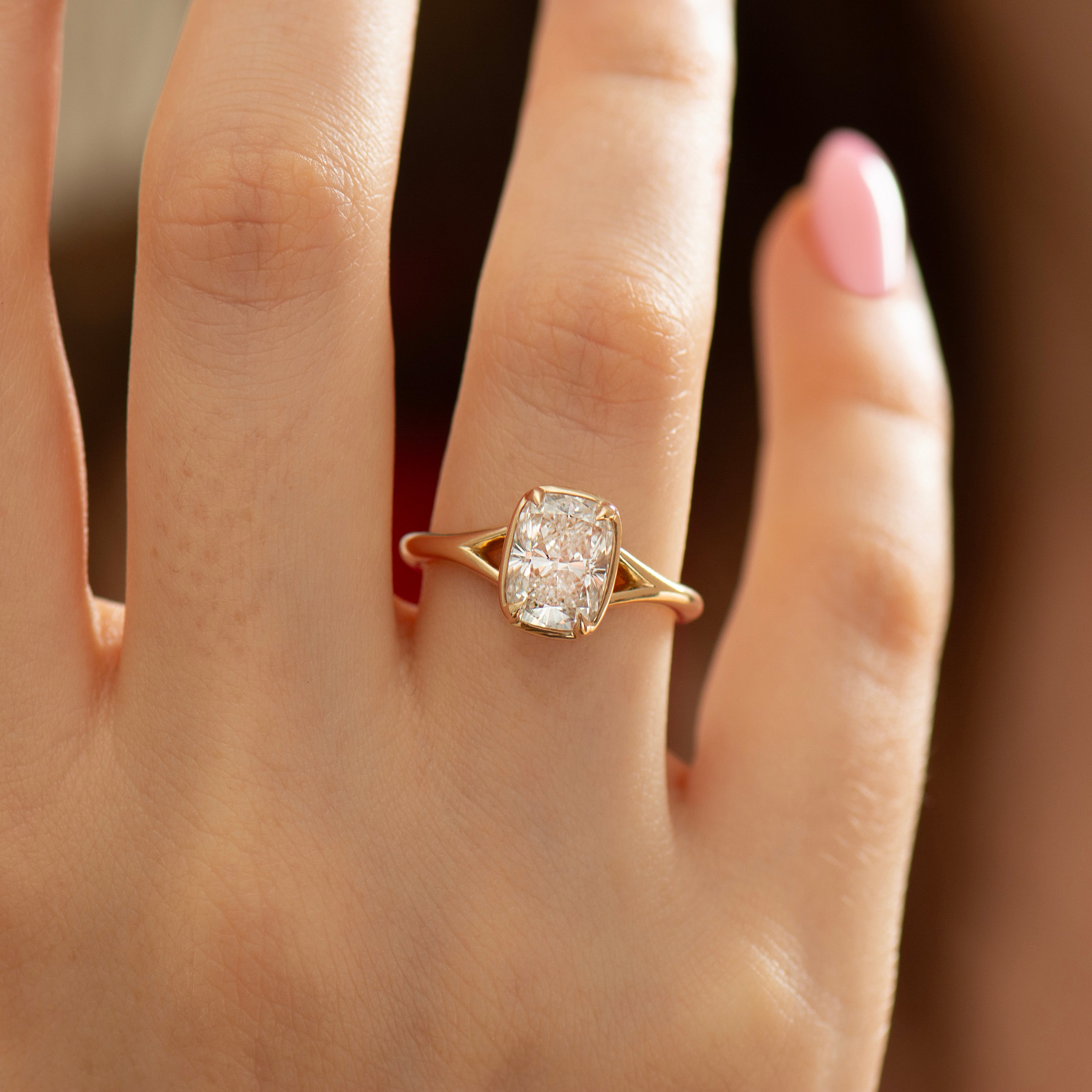 Split Shank Cushion Engagement Ring