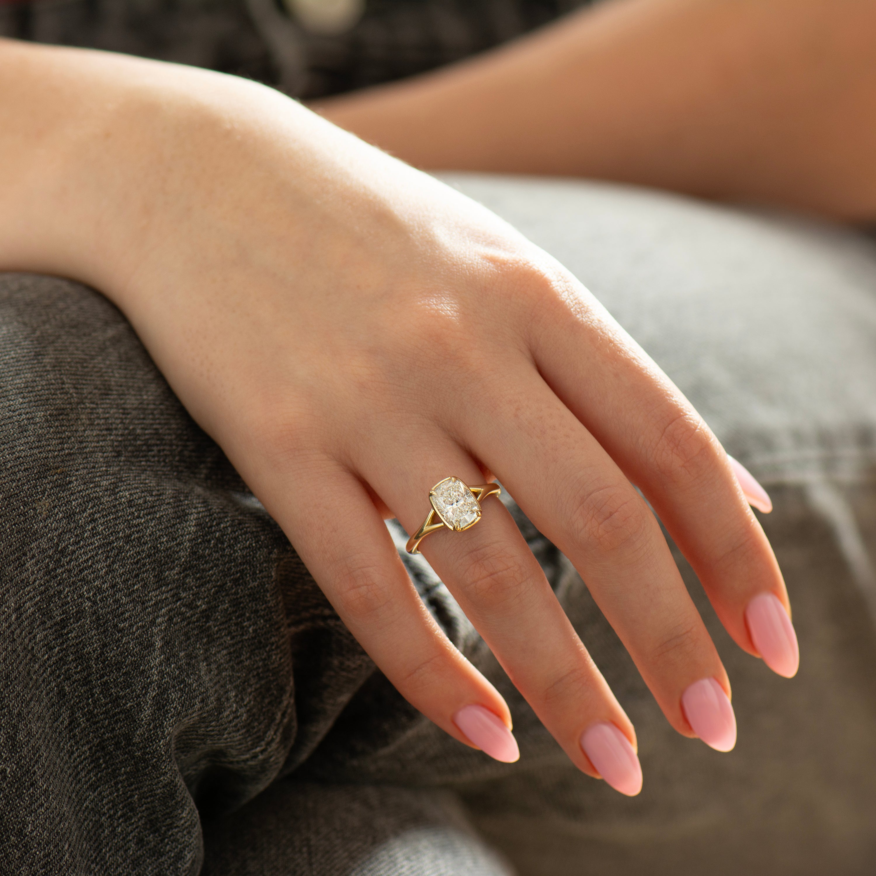Split Shank Cushion Engagement Ring