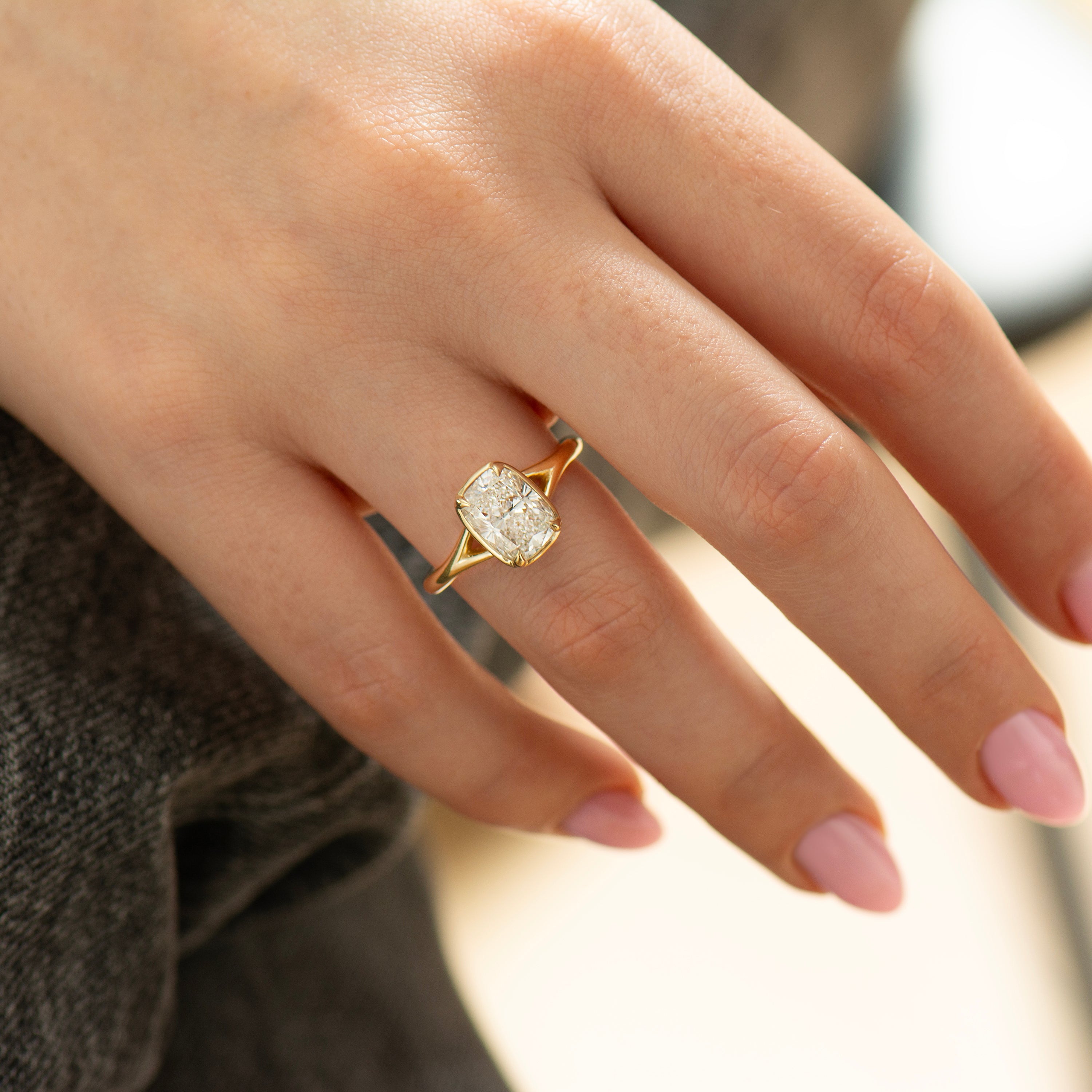 Split Shank Cushion Engagement Ring