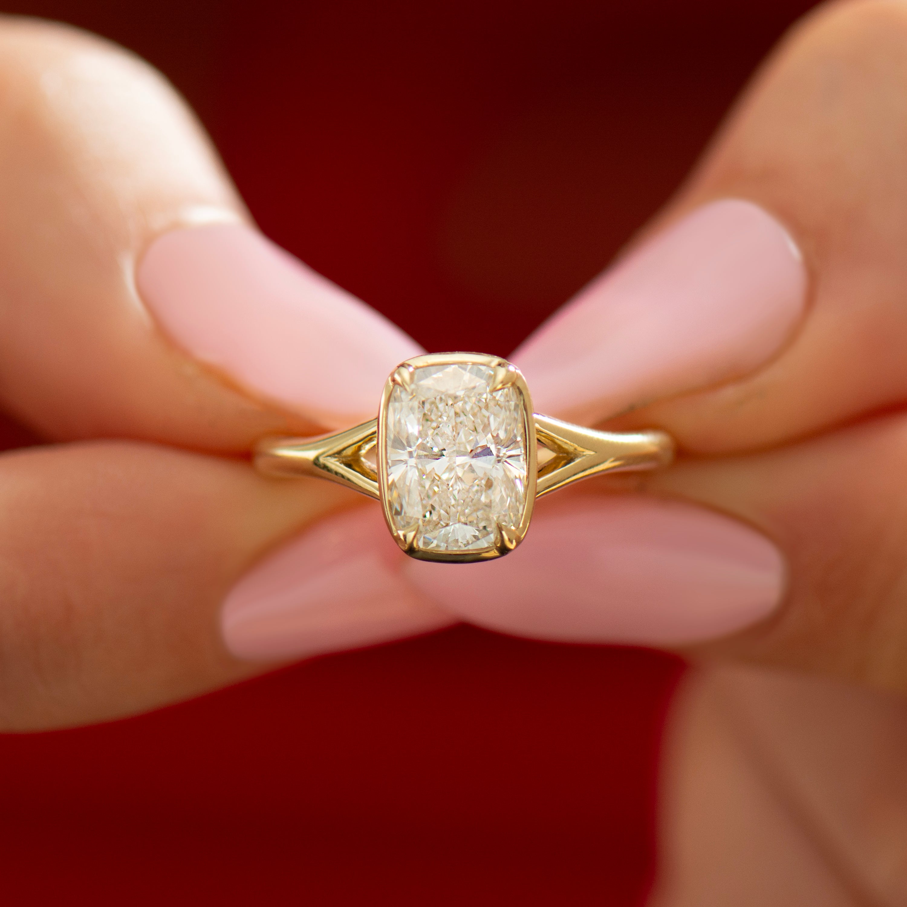 Split Shank Cushion Engagement Ring