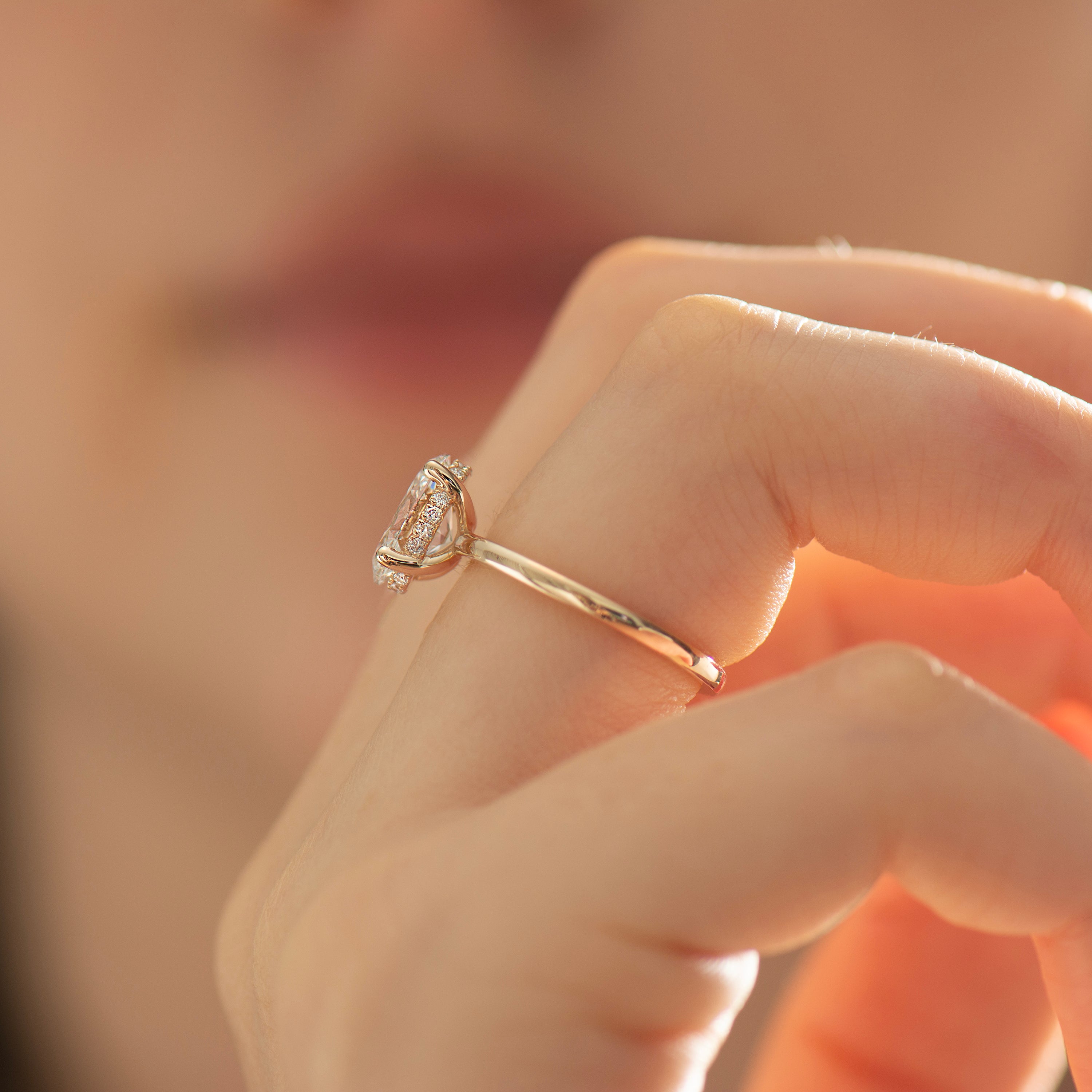 Hidden Halo Oval Engagement Ring