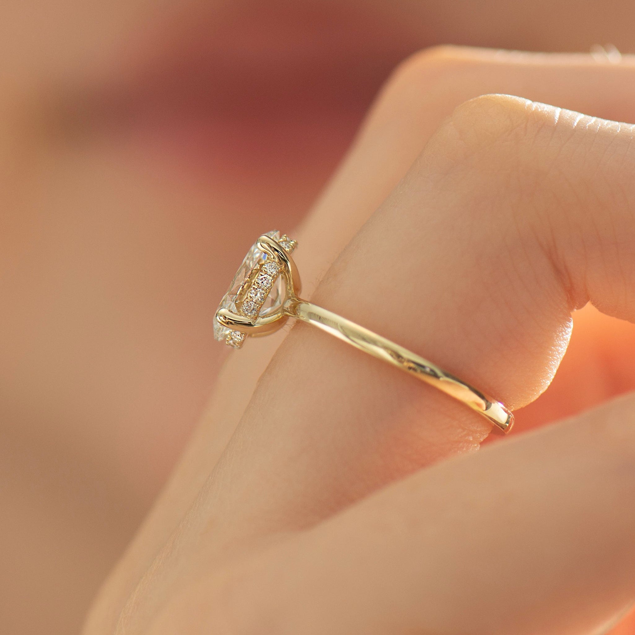 Hidden Halo Oval Engagement Ring