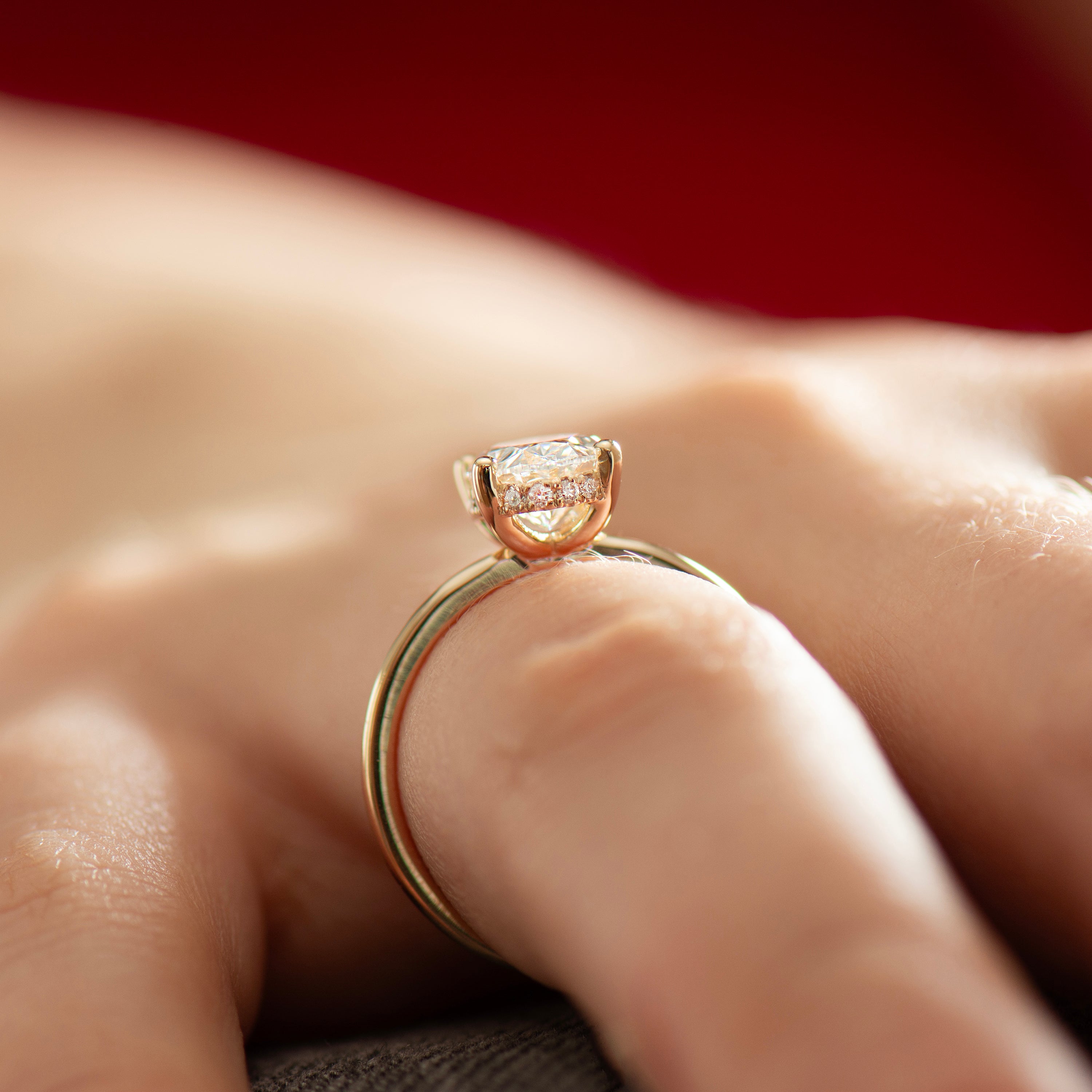 Hidden Halo Oval Engagement Ring