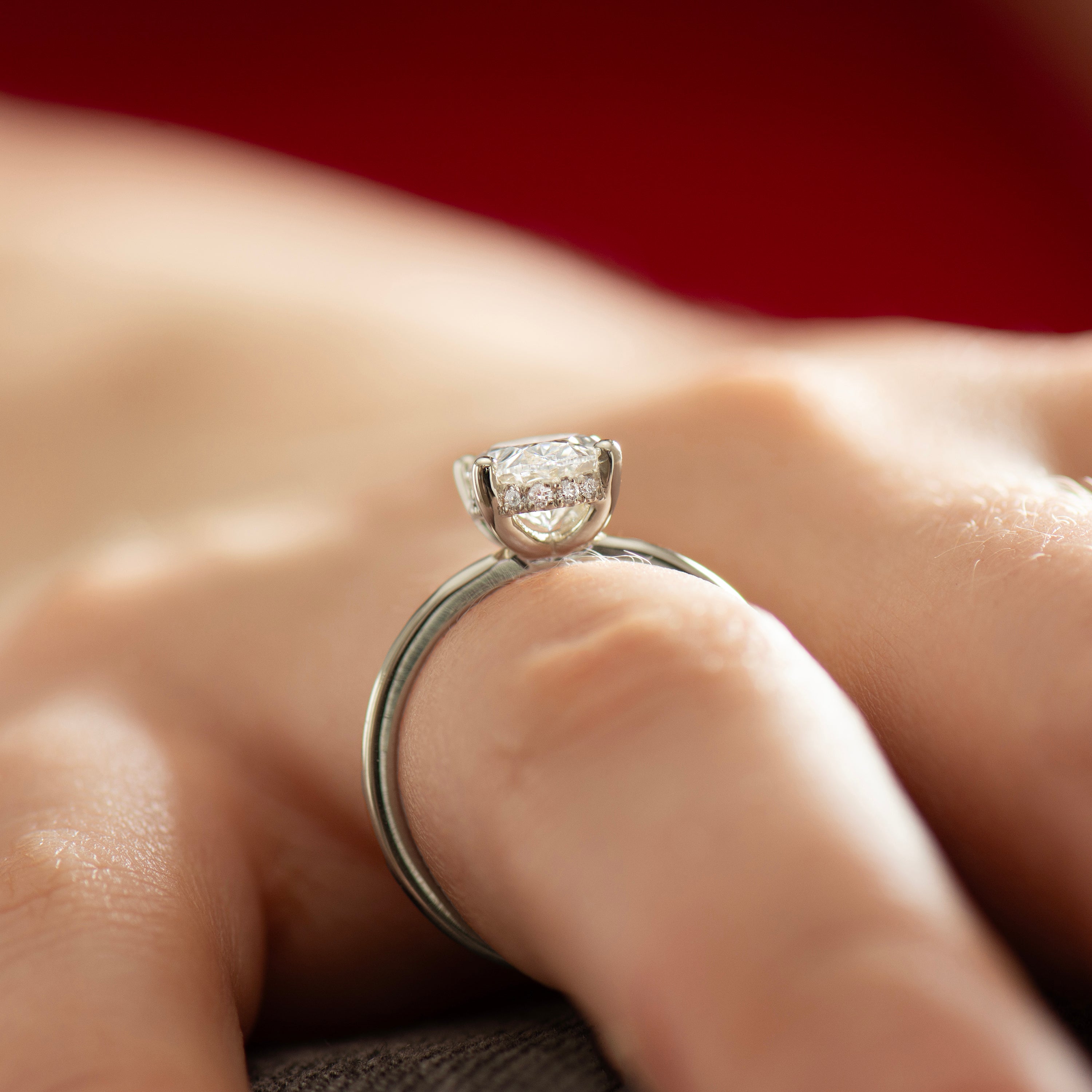 Hidden Halo Oval Engagement Ring