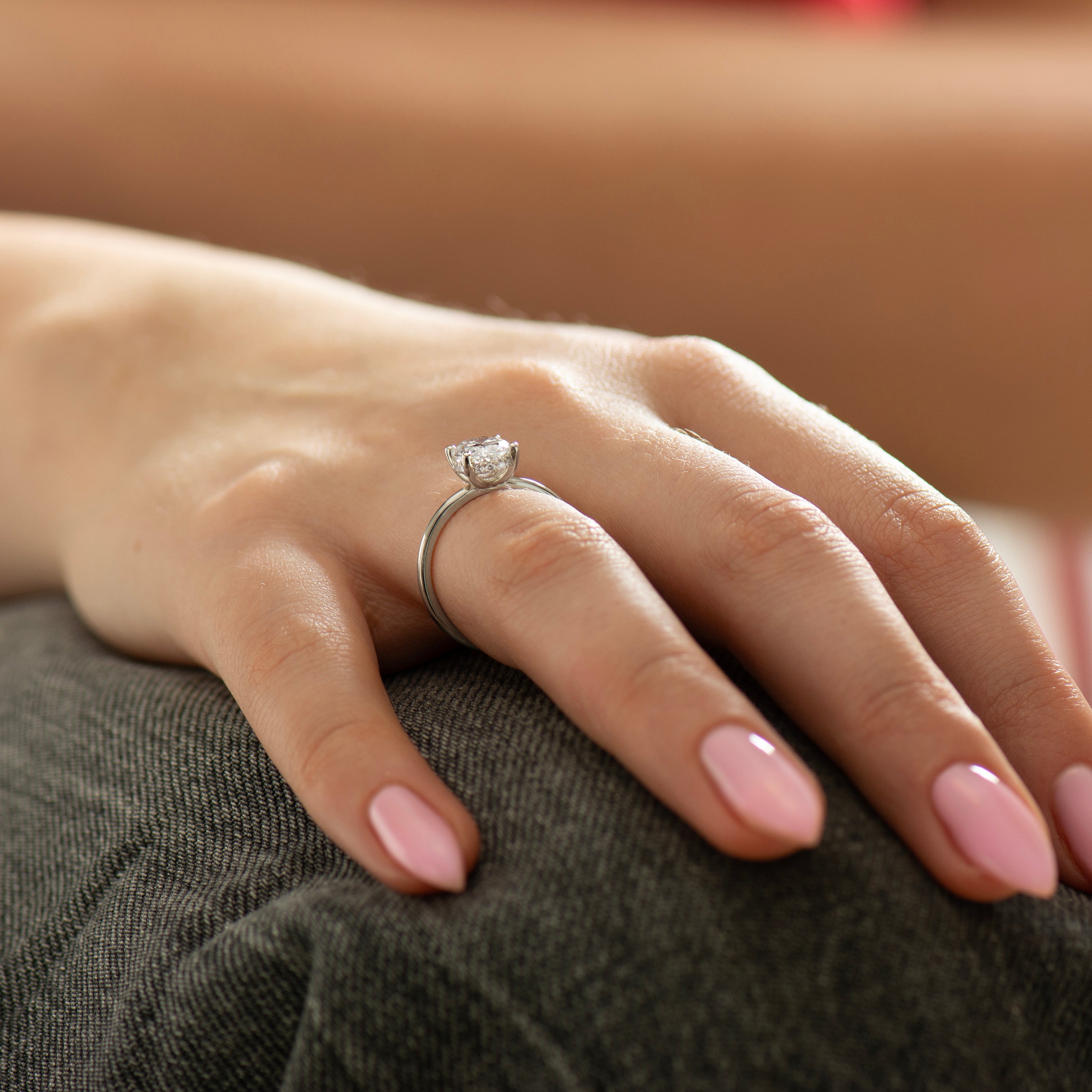 Hidden Halo Oval Engagement Ring