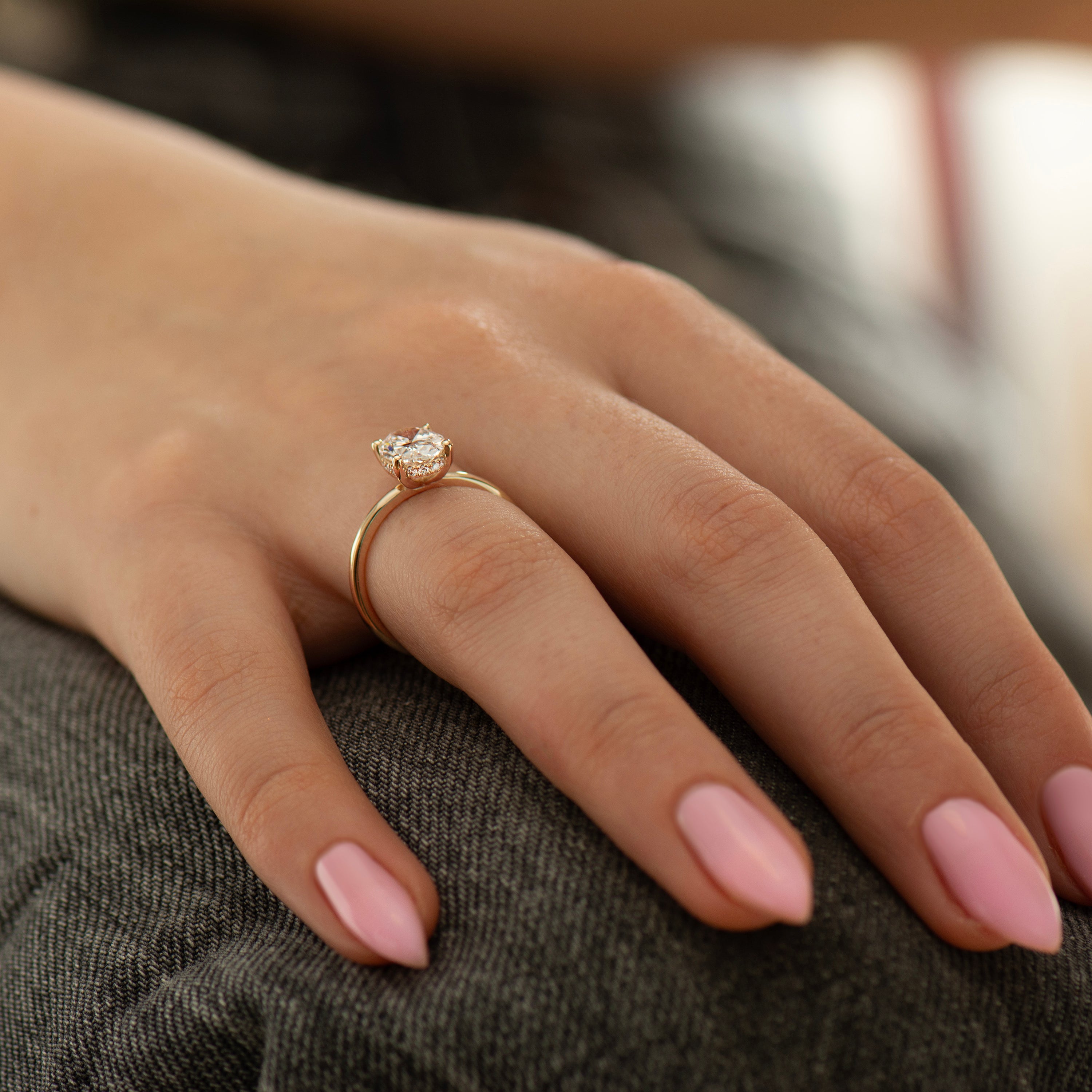 Hidden Halo Oval Engagement Ring