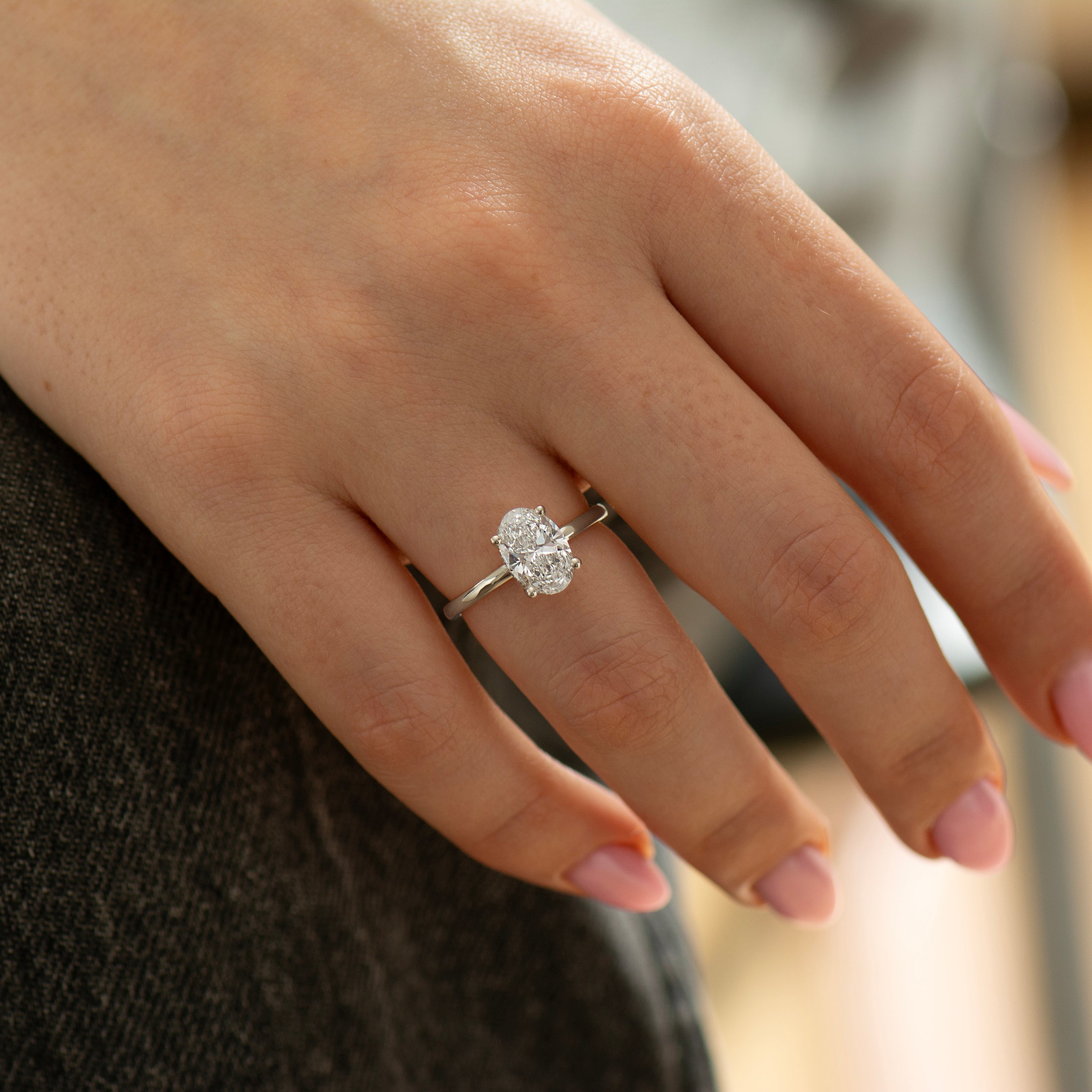 Hidden Halo Oval Engagement Ring